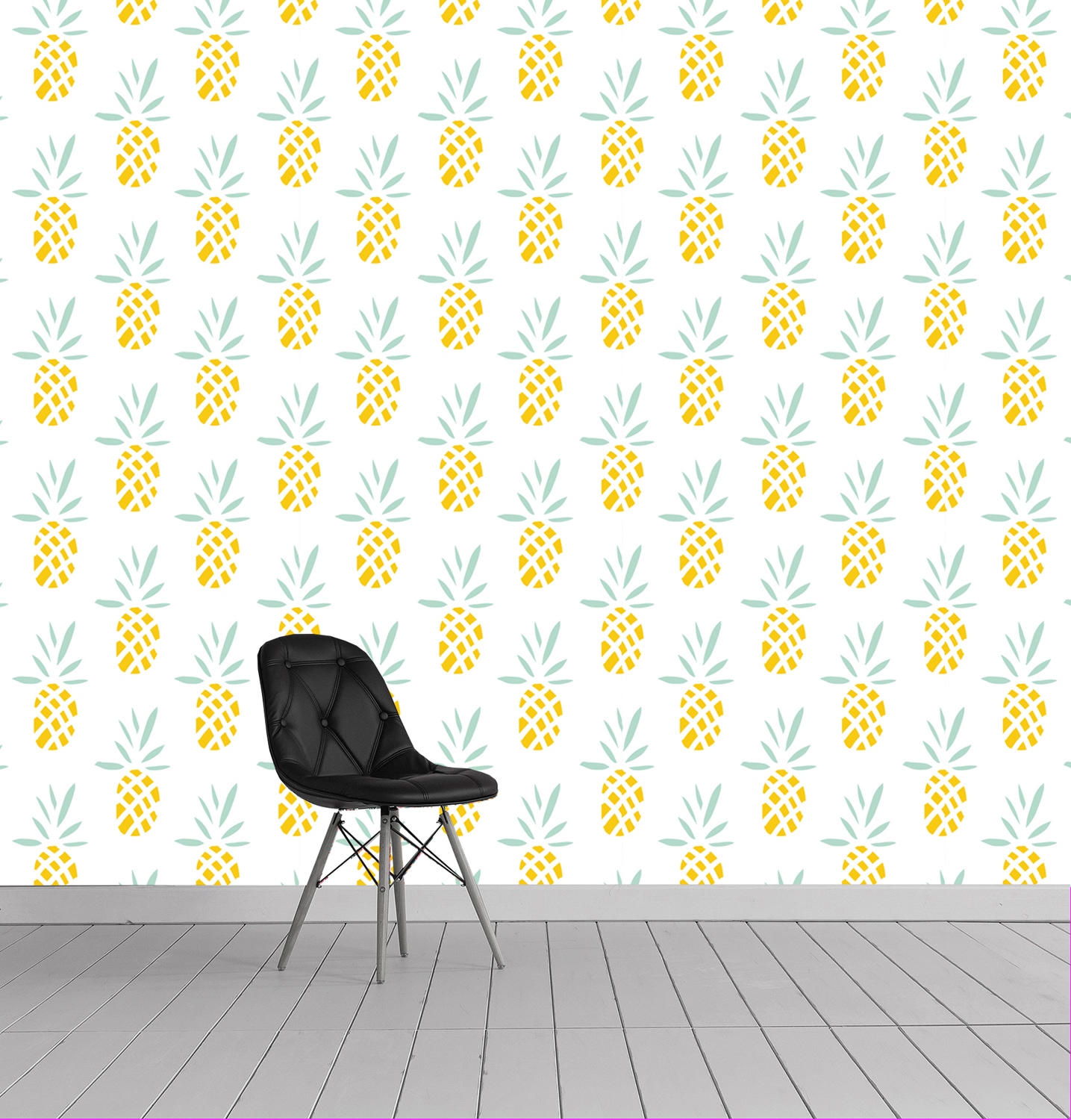 queence Vinyltapete »Golden Ananas« bedruckt | tropisch glatt 90x250cm, selbstklebend, kinderleichte Anbringung, , Sticker