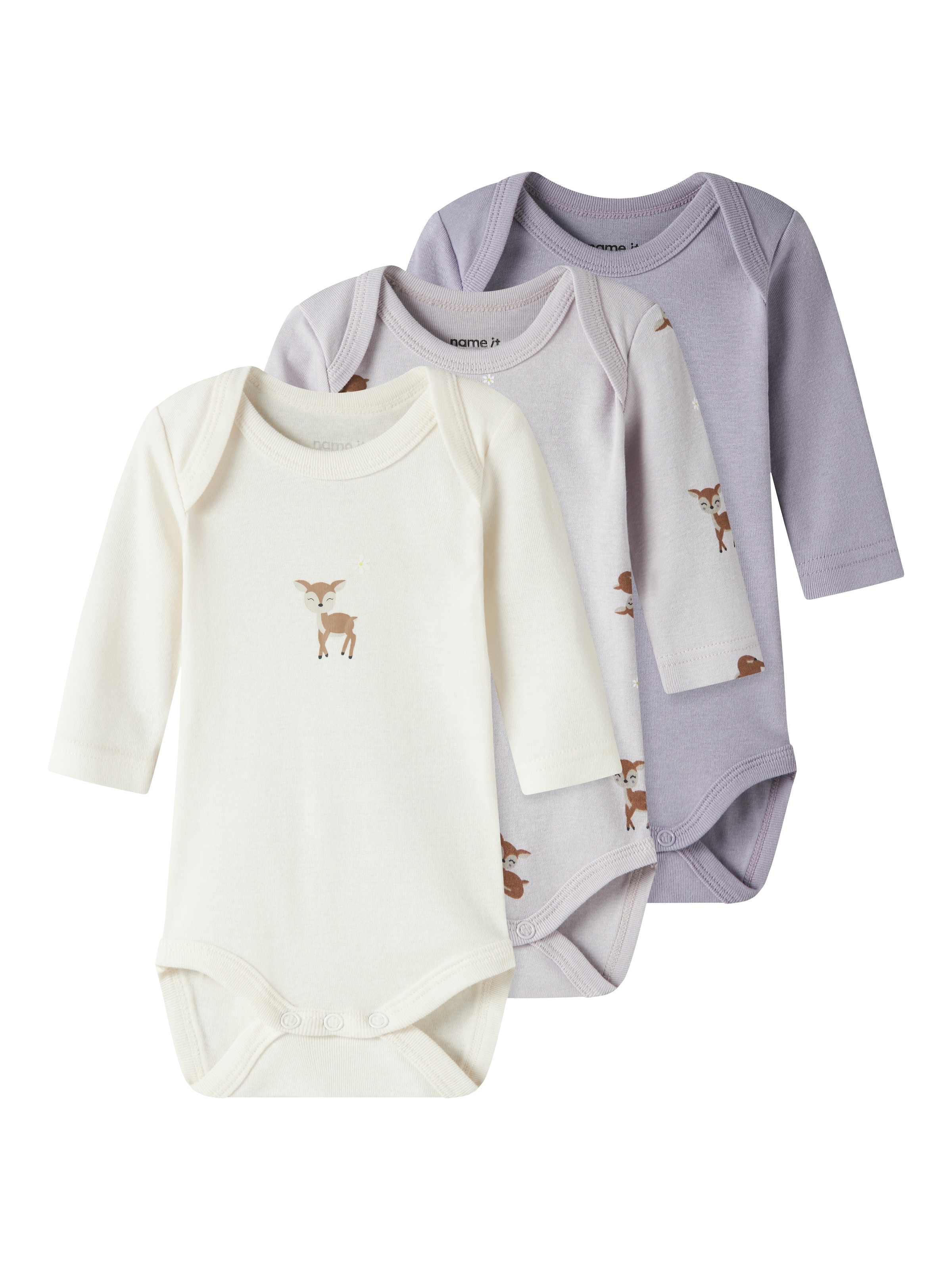 Name It Langarmbody »NBFBODY 3P LS LILAC MARBLE DEER NOOS« Packung, 3 tlg.