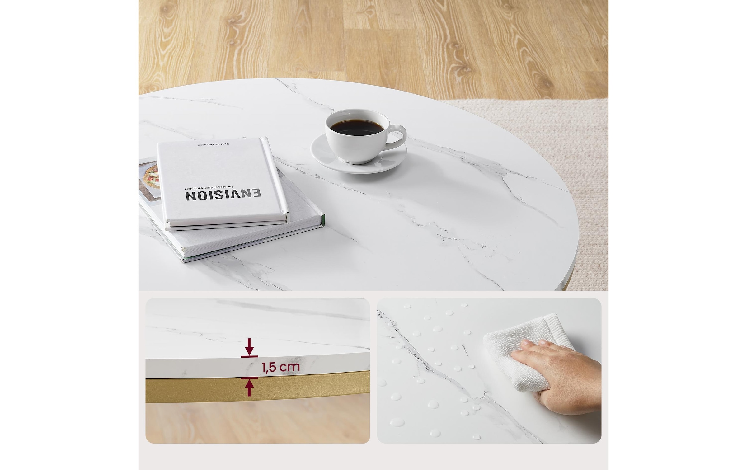 VASAGLE Table d'appoint »mit Glas 80 x 46 cm«