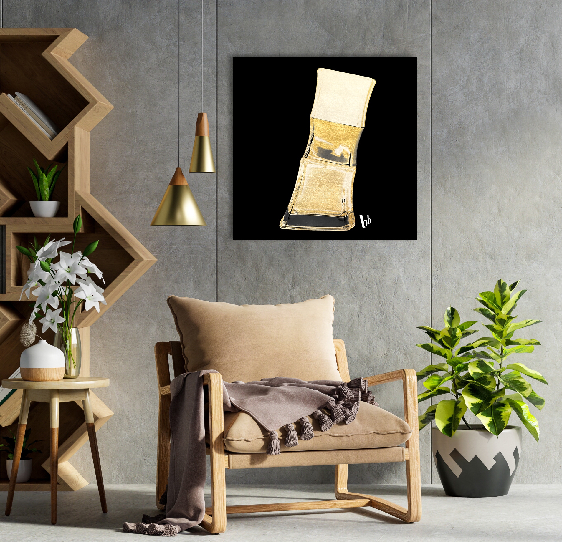 Bruno Banani Acrylglasbild »Flakon Parfum Bruno Banani - Acrylbilder mit Blattgold veredelt« 1 Stk. tlg. Goldveredelung, Handgearbeitet, Gerahmt, Edel