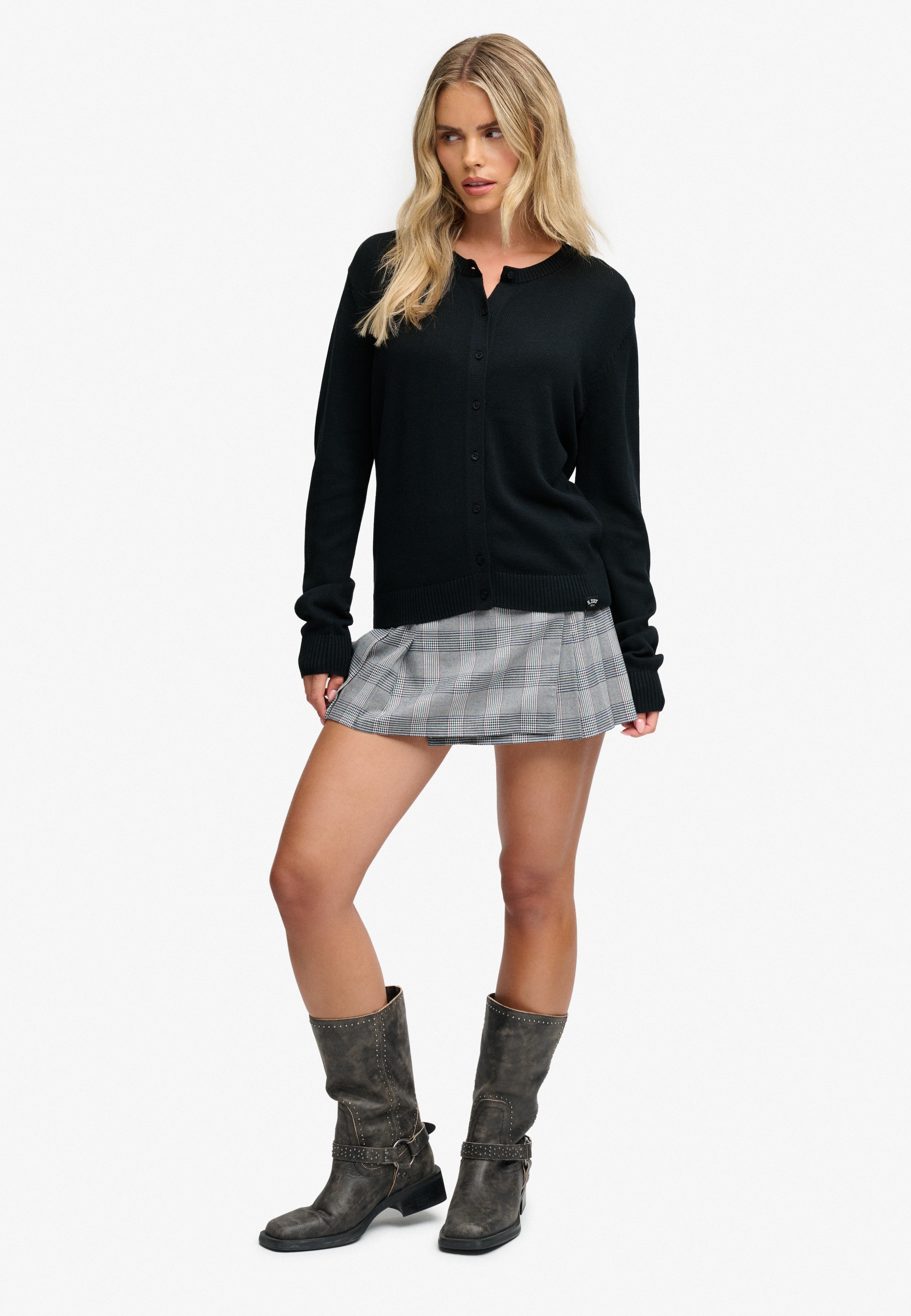 Superdry Veste en tricot »ESSENTIAL SLOUCHY CREW CARDI« mélange de coton
