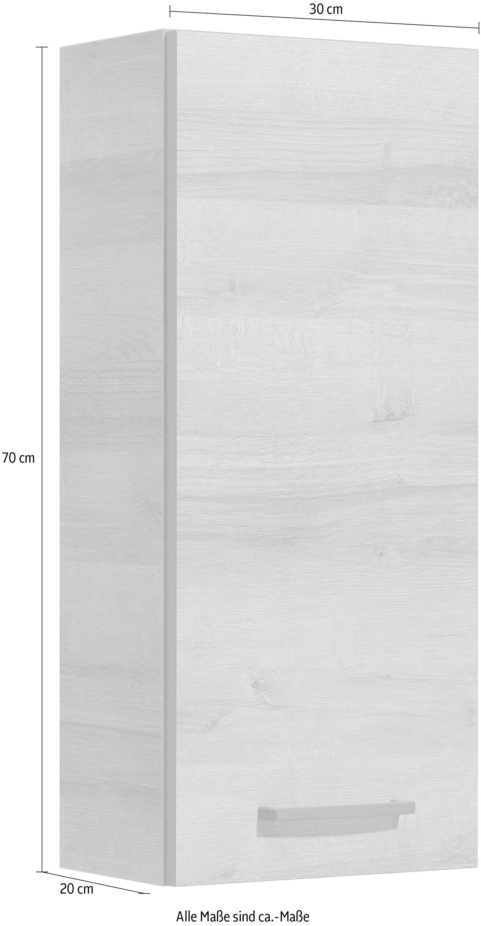 Saphir Hängeschrank »Quickset 919 Badschrank 30 cm breit mit 1 Tür und 2 Glas-Einlegeböden« Badezimmer-Hängeschrank inkl. Türdämpfer, Griffe in Grau
