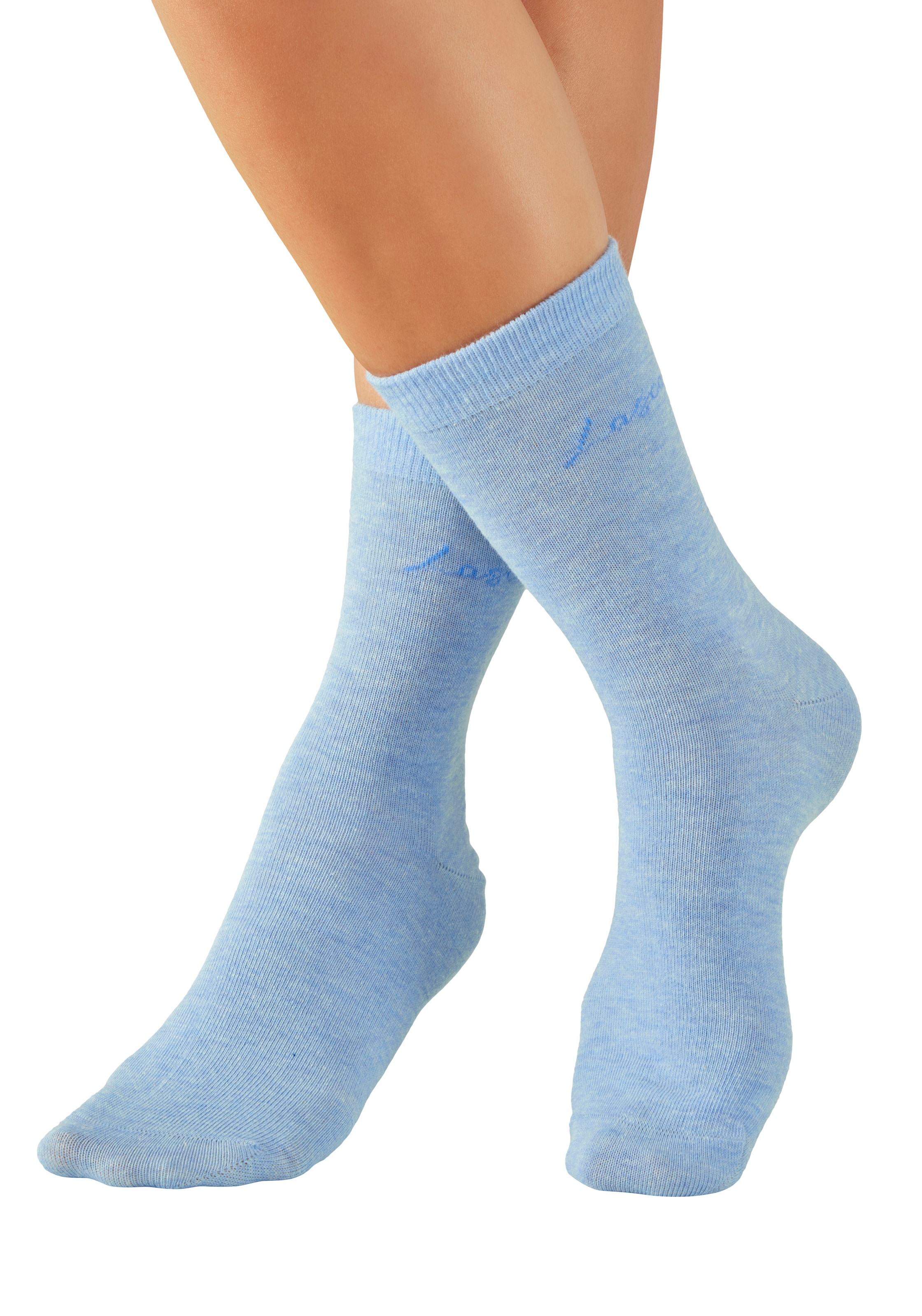 LASCANA Chaussettes basiques »für Damen mit eingestricktem Markenlogo« Boîte, 7 cuis tlg. dans une jolie boîte cadeau