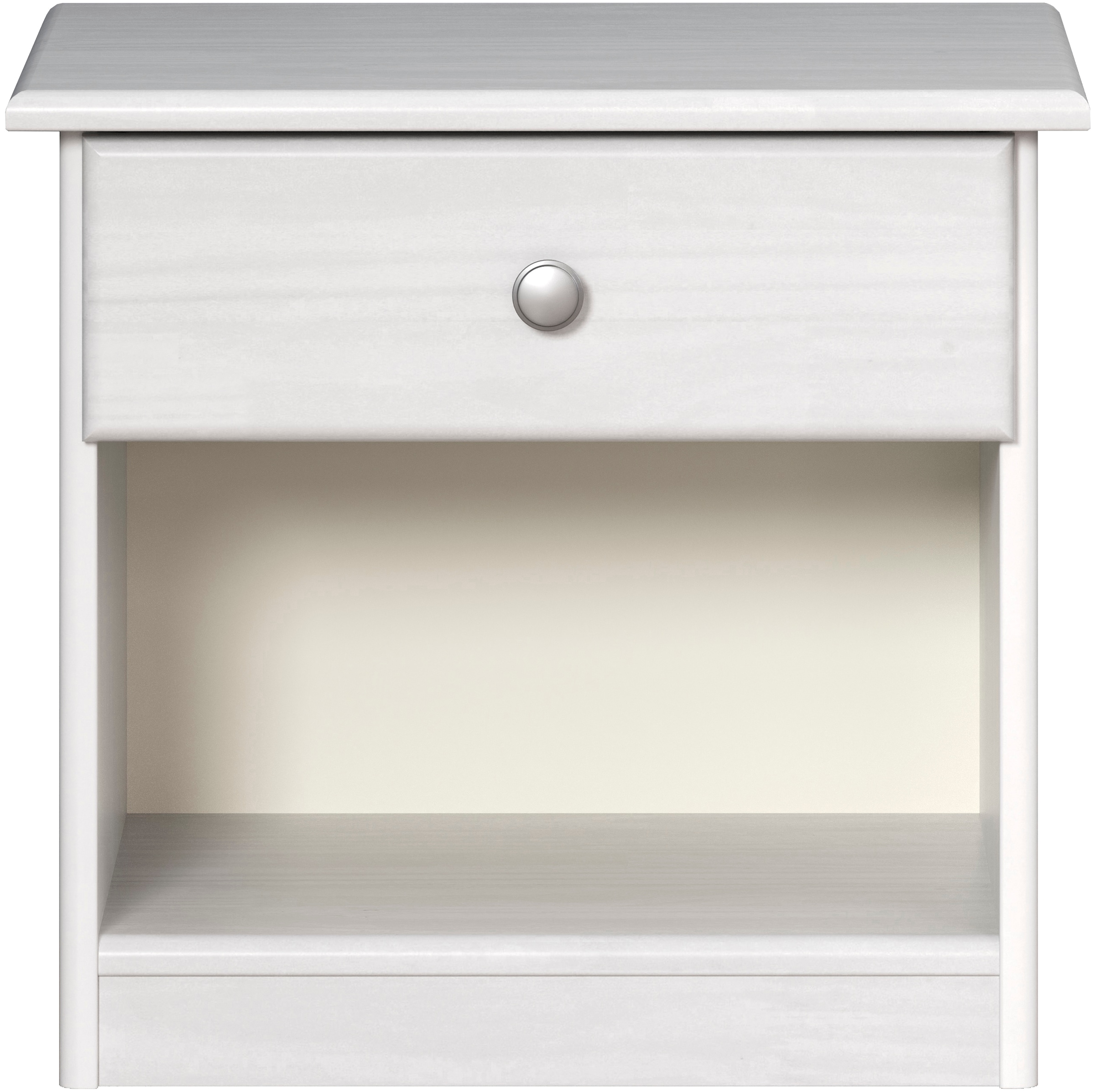 Home affaire Table de nuit »Delsbo Nachtschrank Schrank Schlafzimmer Beistellschrank« Landhaus Design aus Kiefernholz, 1 cuis tlg. Massivholz Nachttisch Weiss lackiert - Nachtkonsole (B/T/H) 44/34/41 cm