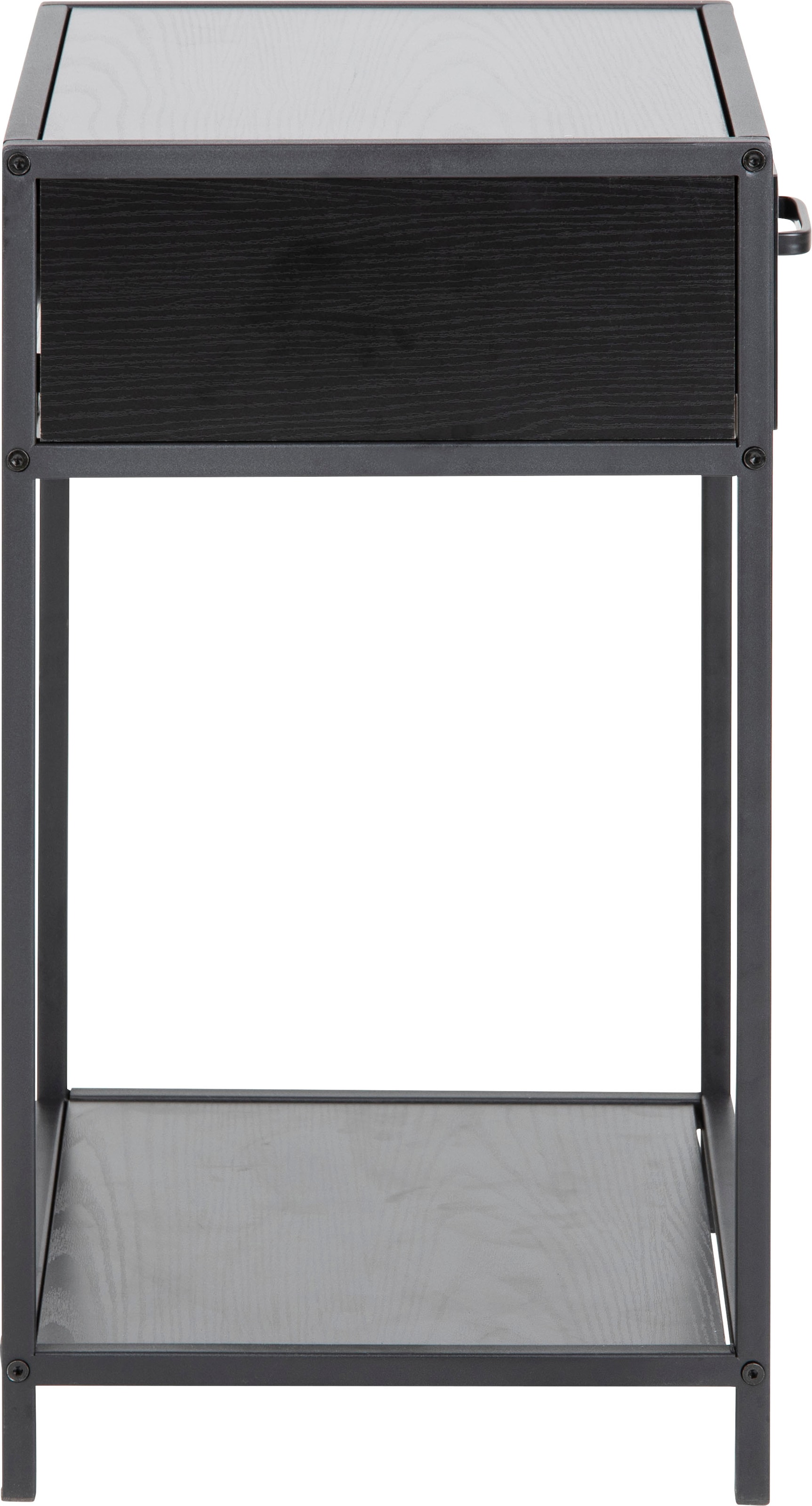 ACTONA GROUP Nachttisch Metallgestell, Industrie-Look, Schublade und Einlegeboden, H: 63 cm