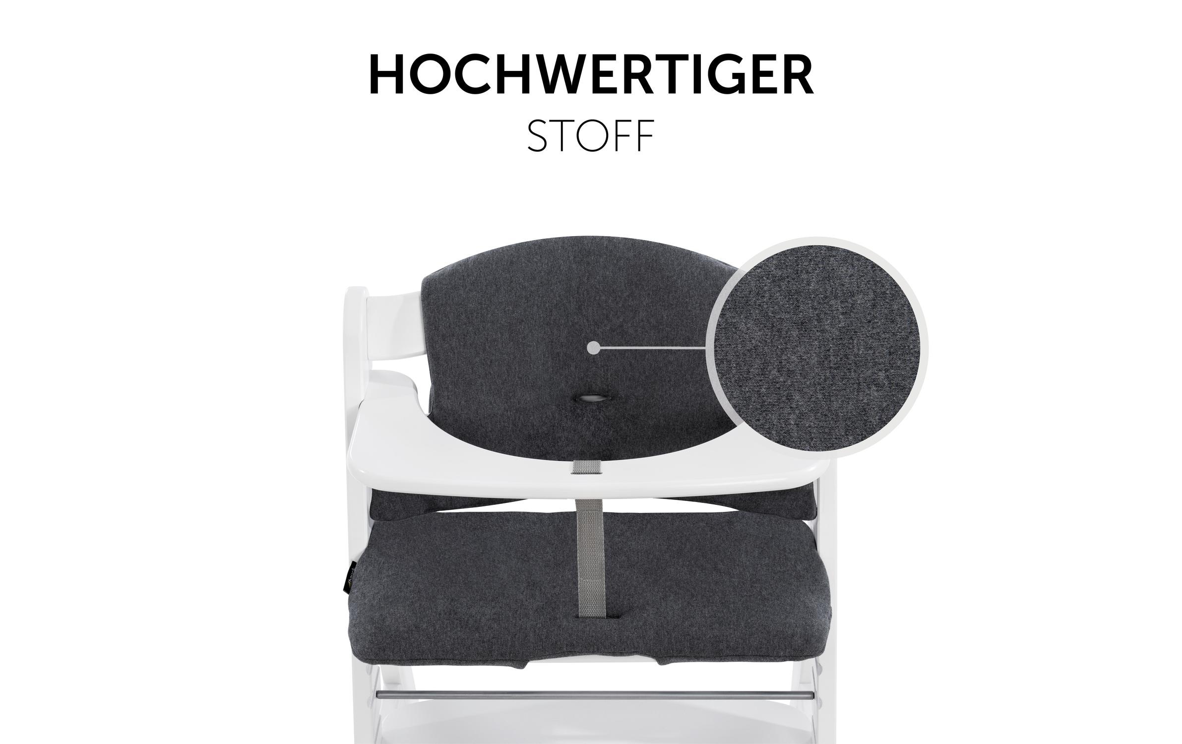 Hauck Housse de siège pour enfant »Select, jersey charcoal« pour la chaise haute en bois ALPHA+ et d'autres modèles