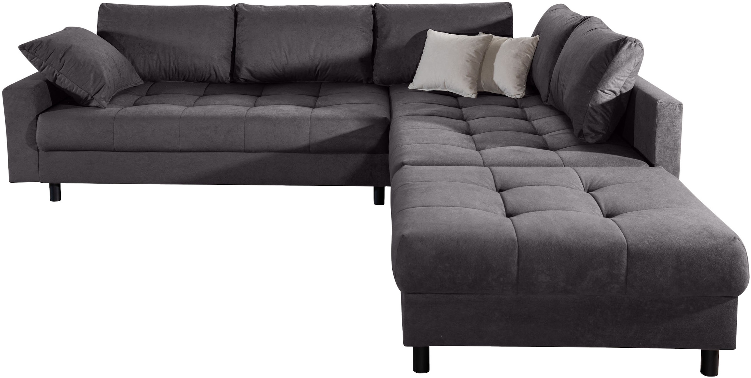 COLLECTION AB Canapé d'angle »Toni L-Form 274 cm« Set : canapé & pouf, 2 coussins décoratifs, ressorts Bonell