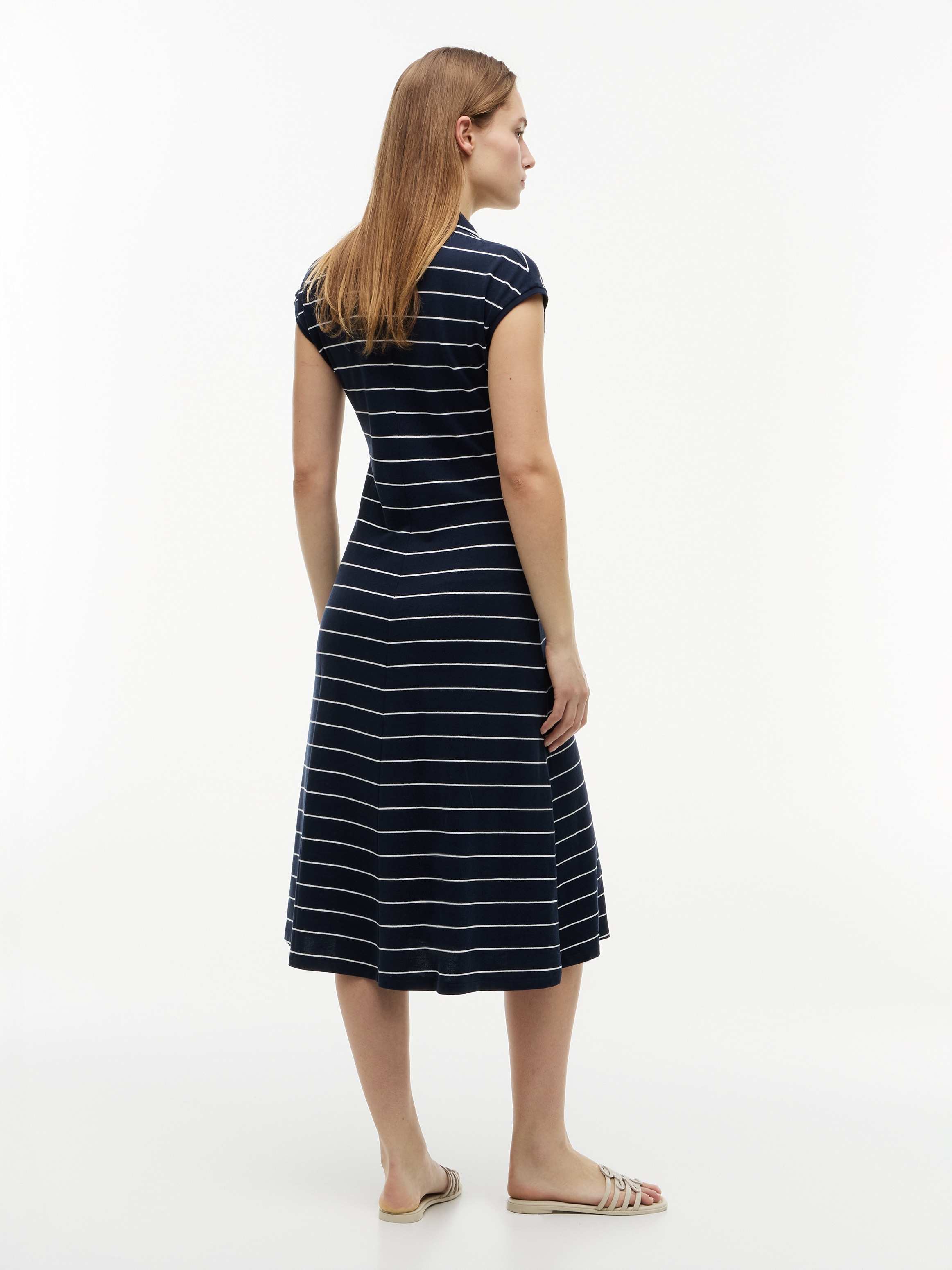Tommy Hilfiger Robe polo »LYOCELL PQ HENLEY MIDI POLO DRS« Sans poche Materialmix, Polokragen, mit Stretch