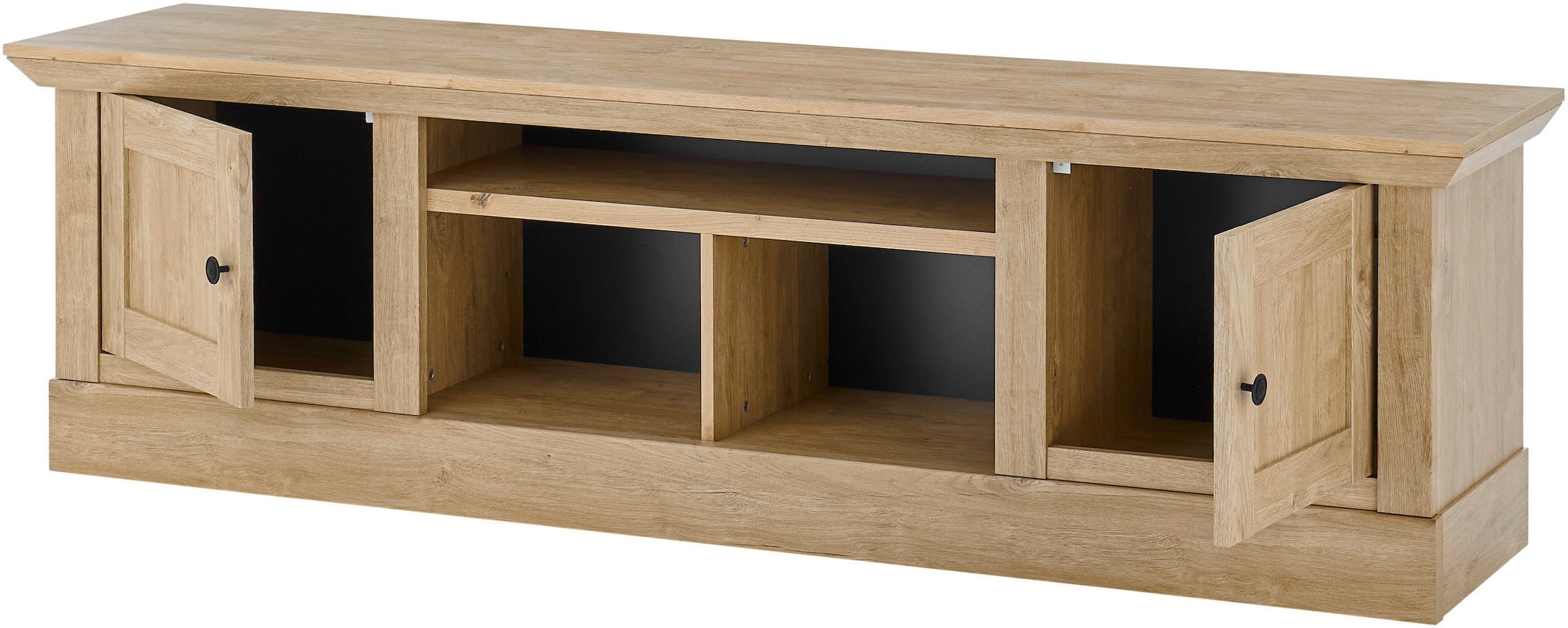 Home affaire Table basse »Cornwall, Unterschrank im Landhausstil, Kommode, Eiche Dekor« 1 cuis tlg. verschnörkelte Metallgriffe, offene Fächer und Türen, 194 cm breit