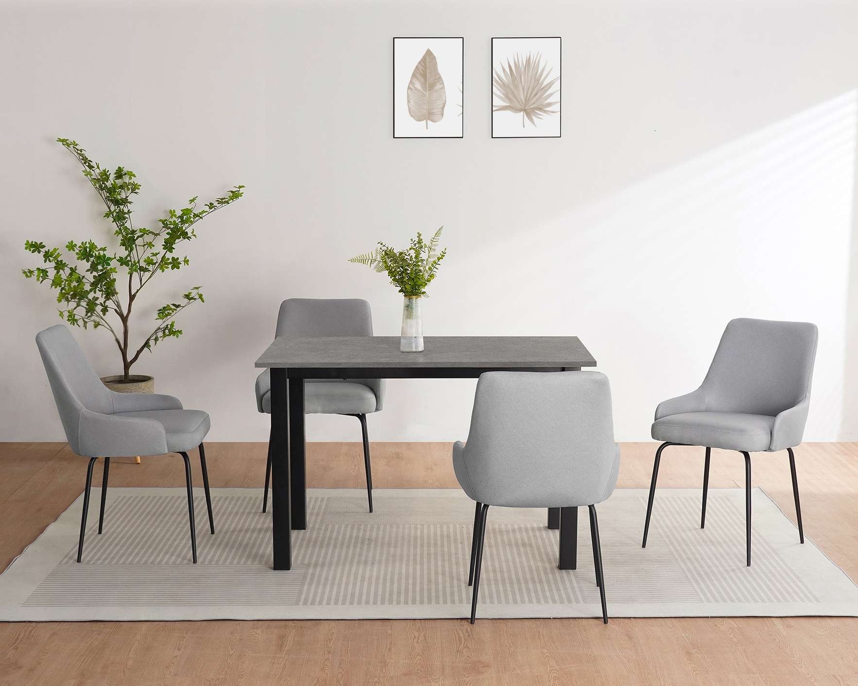 GOODproduct Table de salle à manger »Babetta« schwarzes pulverbeschichtetes Metallgestell, verschiedene Breiten