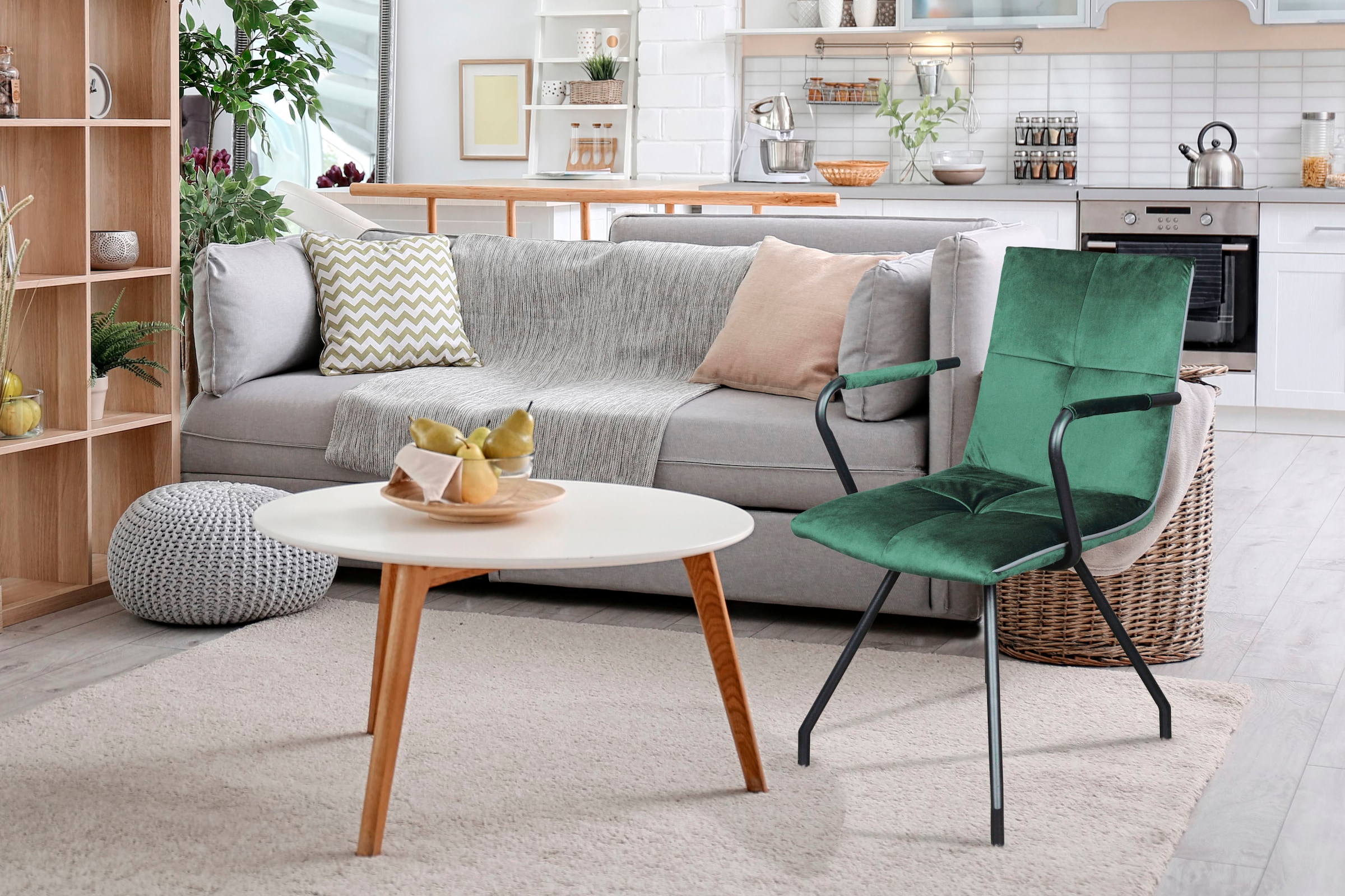 Kayoom Chaise rembourrée »Stuhl Eaden 225 2er-Set, samtiger Stoffbezug, Paspel aus Kunstleder« (Set) 2 cuisstilvoll, pflegeleicht, zeitgemässe Farbgebung, samtiger Stoffbezug