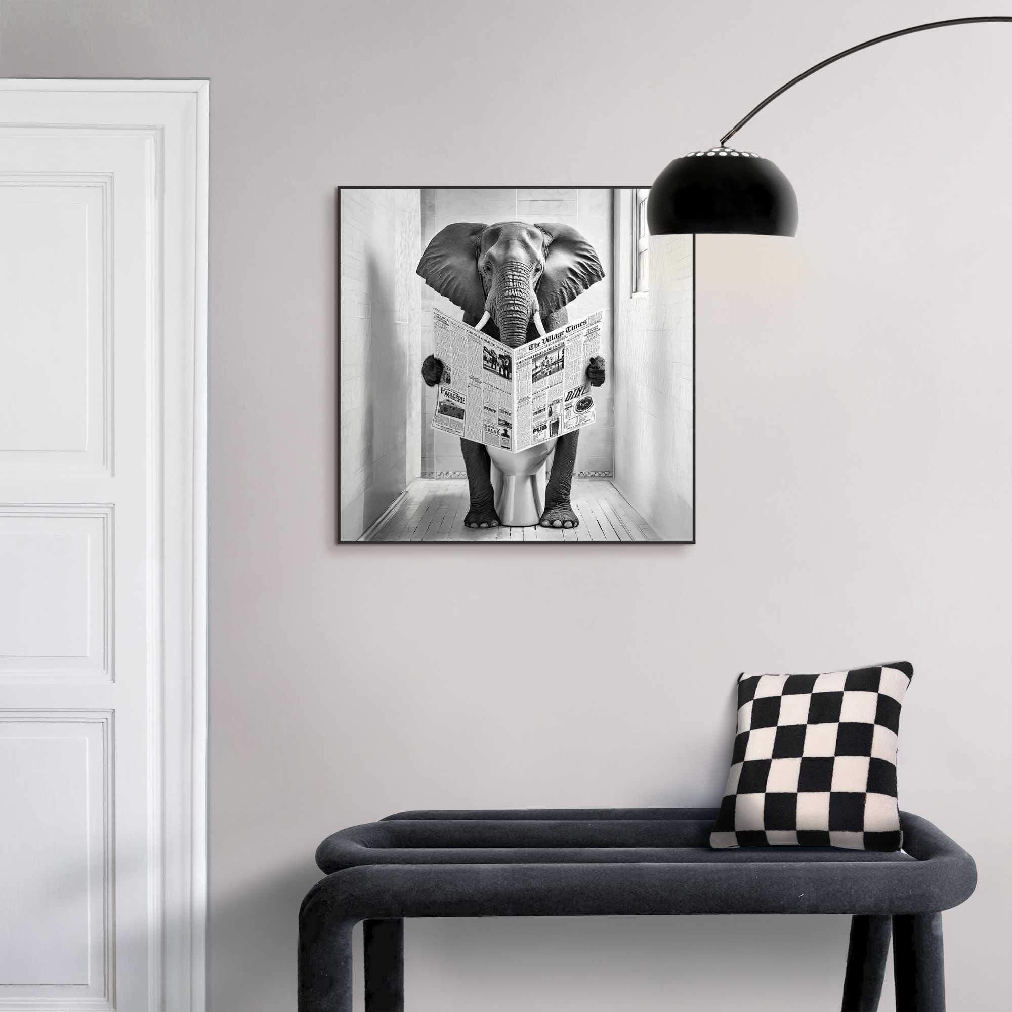 Reinders! Poster »Elephant Toilet« Toilette - WC - Zeitung - Schwarz-Weiss - MDF - Tiere - 50x50 cm