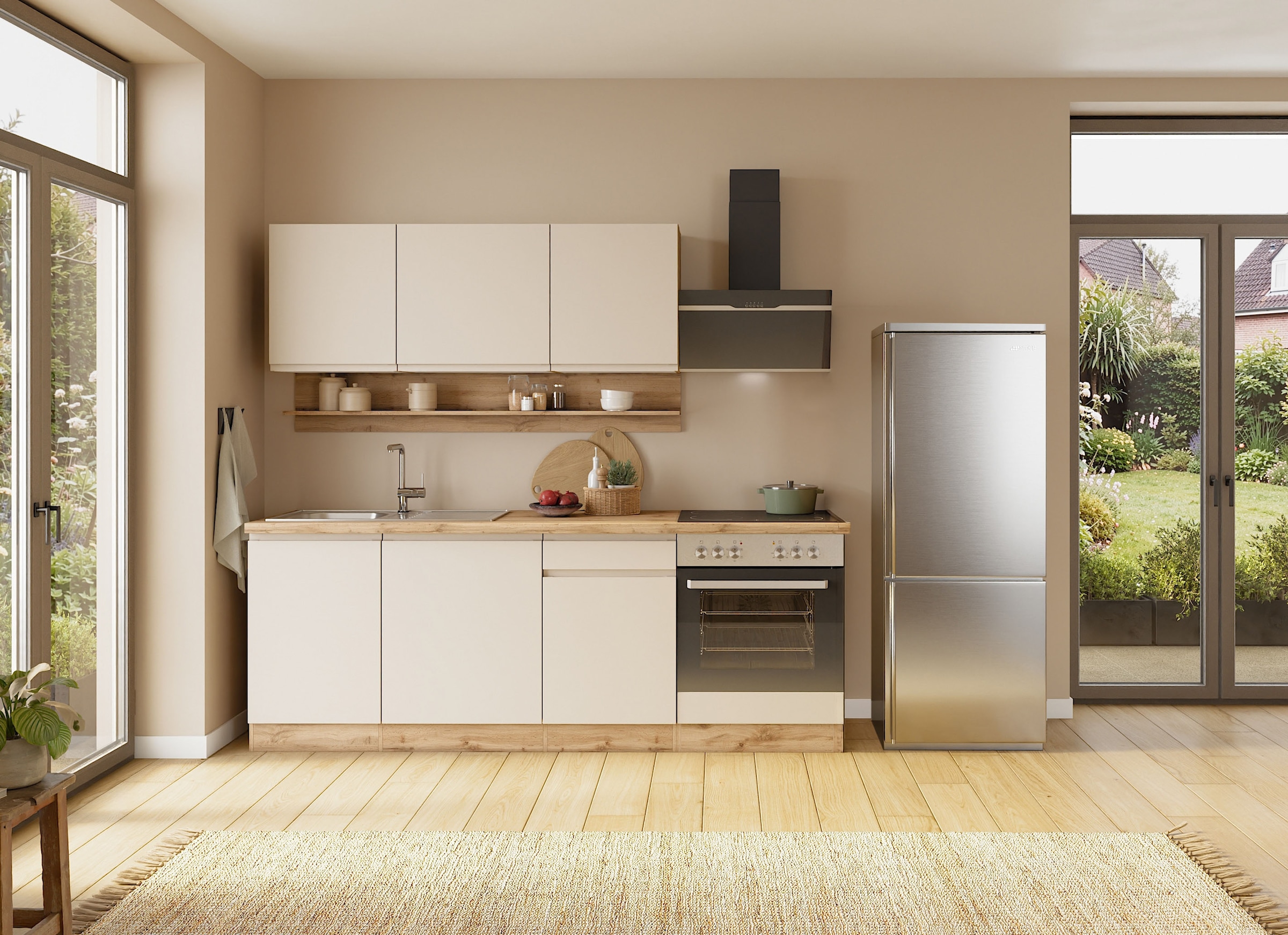 KOCHSTATION Meuble évier »KS-Virginia,neu in verbesserter Ausführung« Rangement, Softclose, sans robinet,  largeur 110 cm, évier encastré inclus, fermeture douce