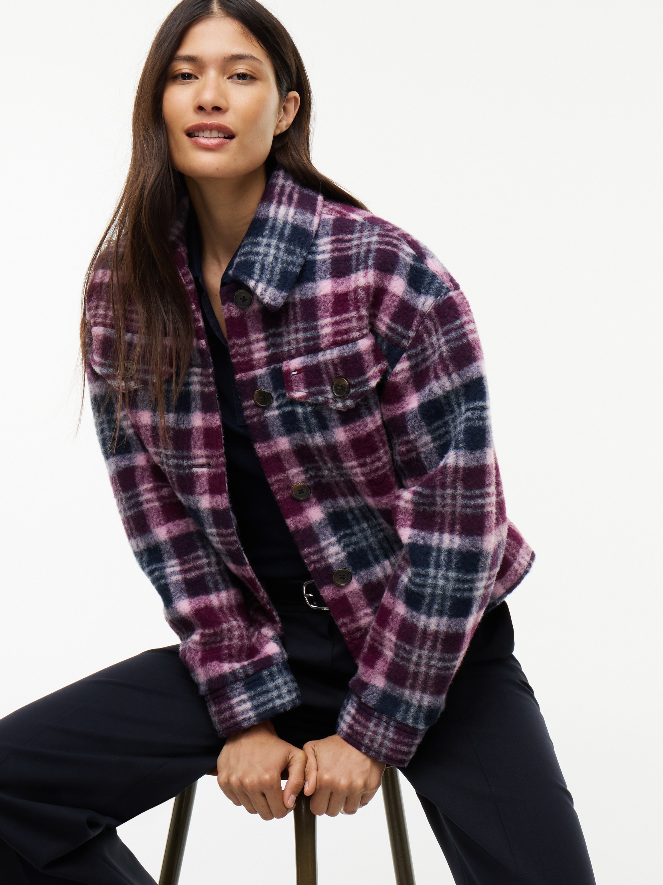 Tommy Jeans Hemdjacke »TJW WOOL TRUCKER JACKET« Materialmix, mit Wolle