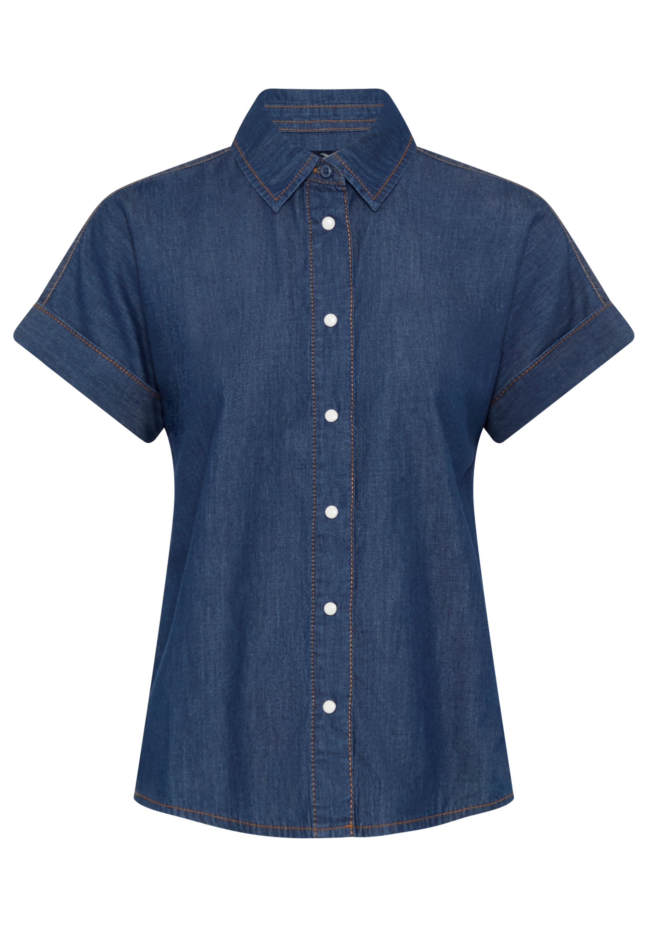 Arizona Blouse en jean »halbarm« avec col de chemisier, coupe confortable, également en grandes tailles,