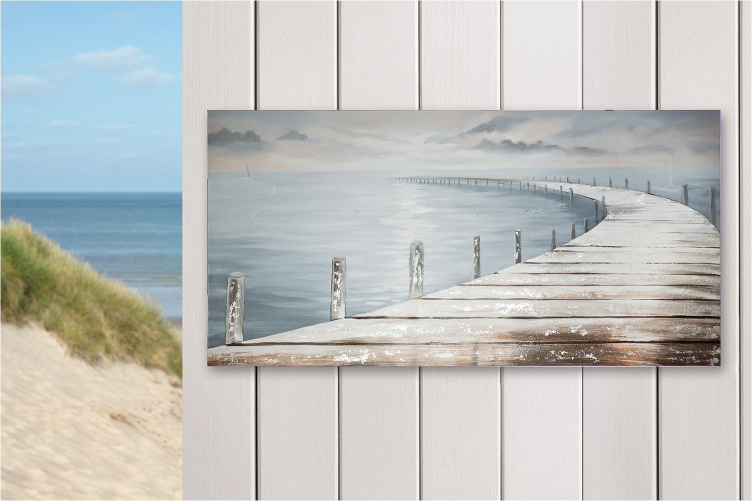 GILDE Leinwandbild »Bild rechteckig Steg« Strandbilder 1 Stk. tlg.