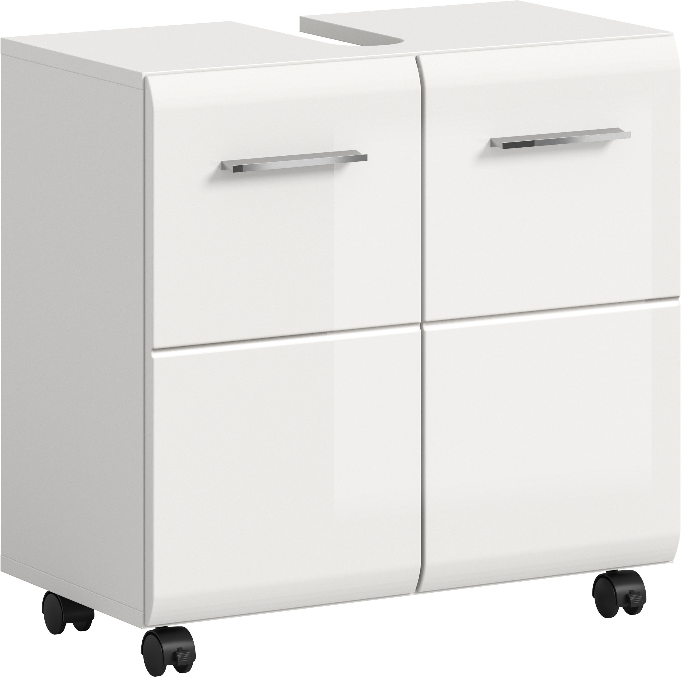 welltime Waschbeckenunterschrank »FLORENZ,  Breite 60cm, inkl. Siphonausschnitt, mit Türen oder Schüben« TOPSELLER!,  hochwertige MDF Front, Griff schwarz, Badschrank, Bad