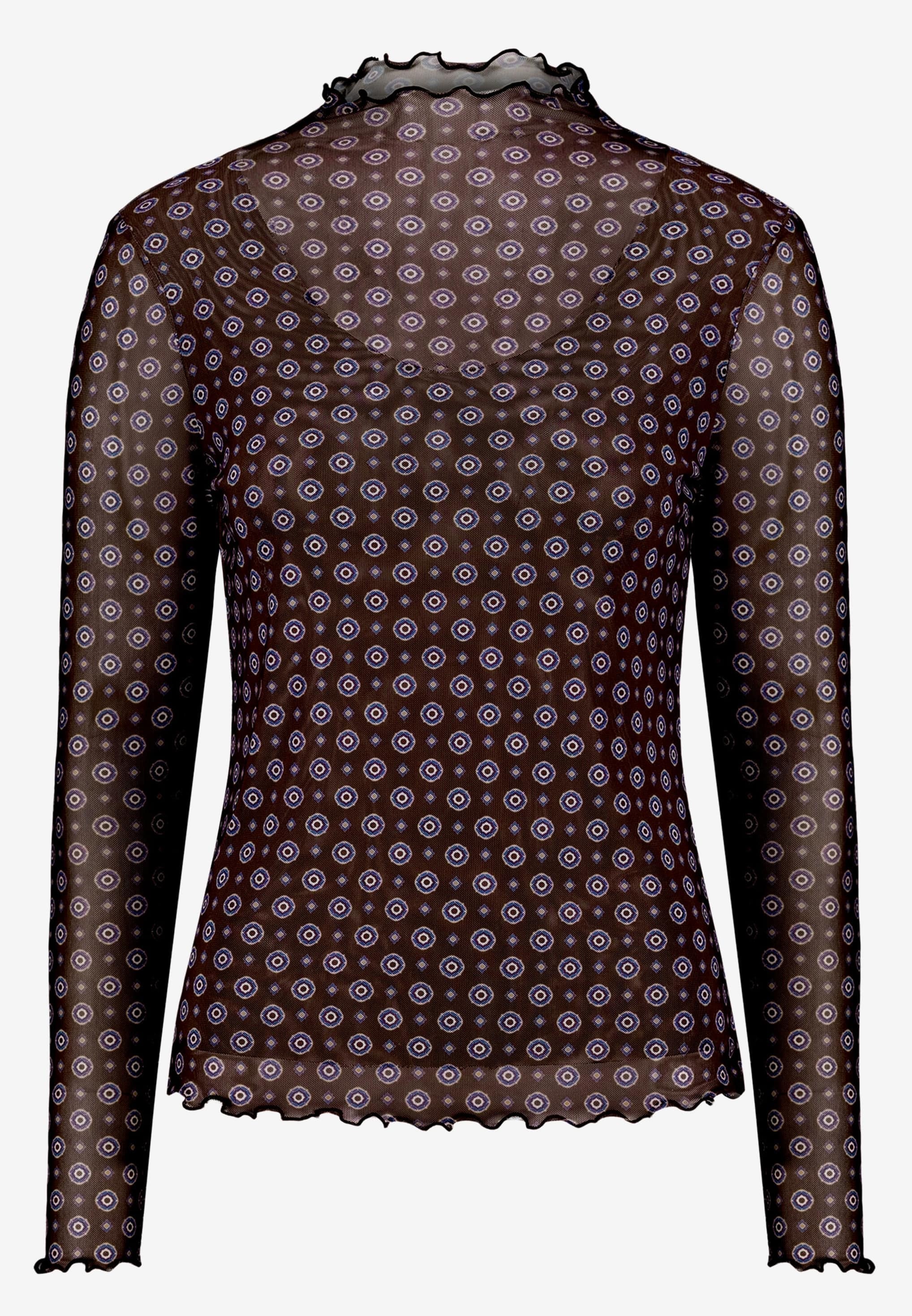 Zero T-shirt à manches longues avec motif et finitions froncées / transparent