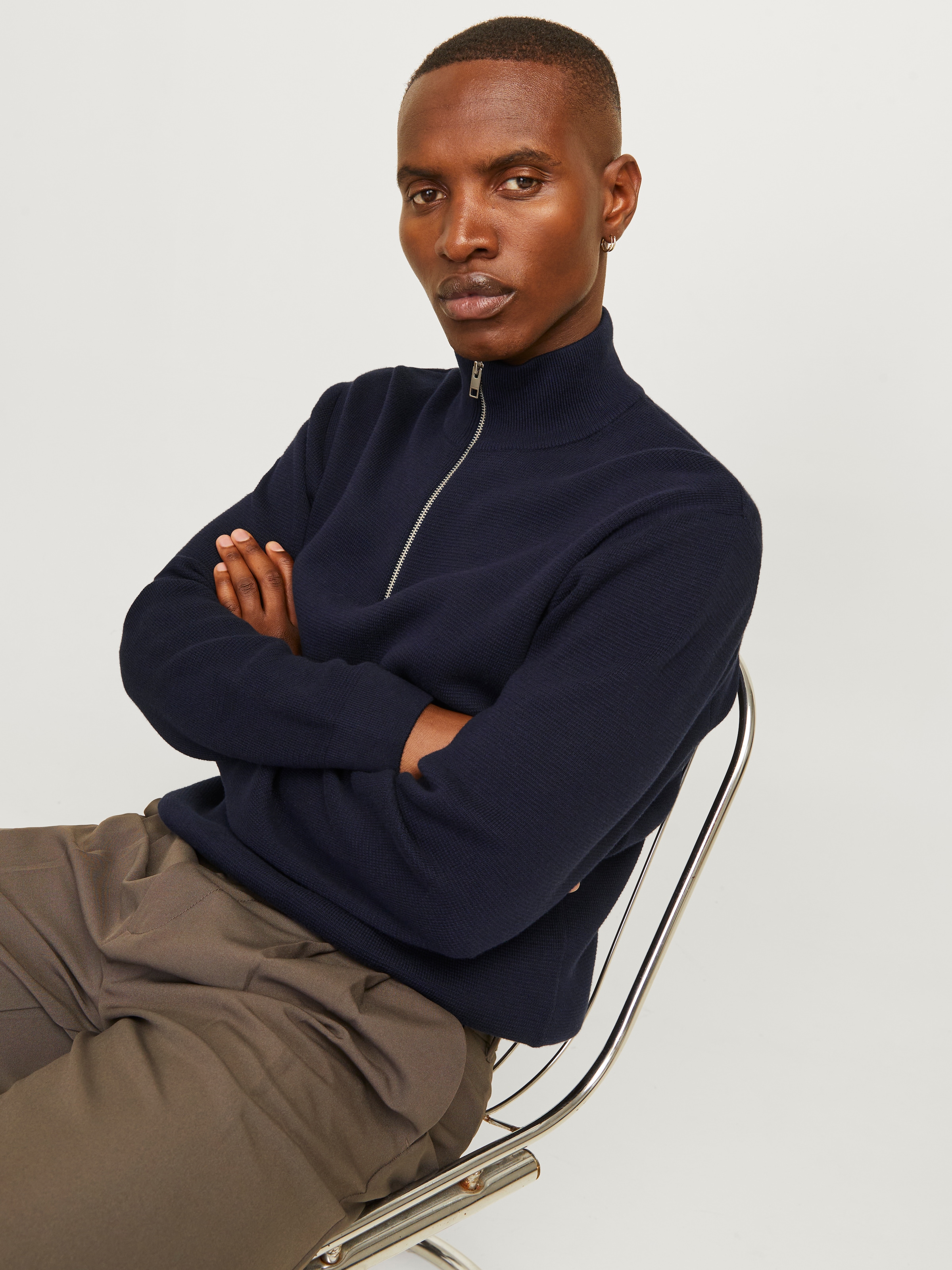 Jack & Jones Troyer »JPRBLAMILANO STITCH KNIT HALF ZIP SN«, mit kurzem Reissverschluss
