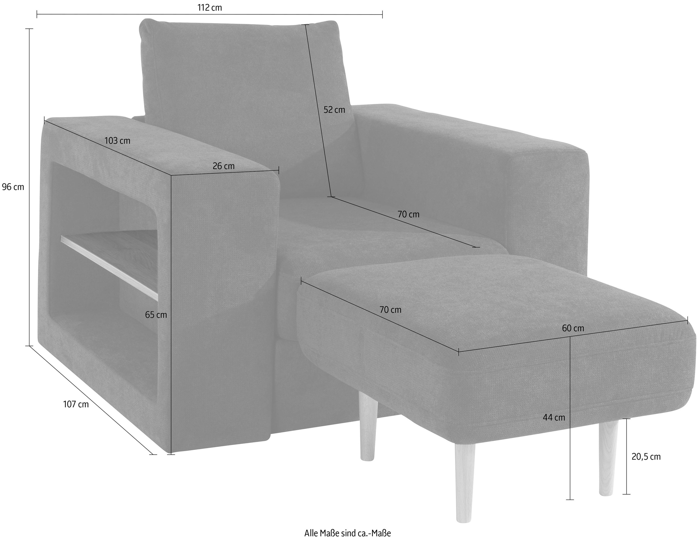 LOOKS by Wolfgang Joop Fauteuil »Looksvb« Verwandlungssessel: aus Sessel wird Sessel mit 1 Hocker, Regalfunktion
