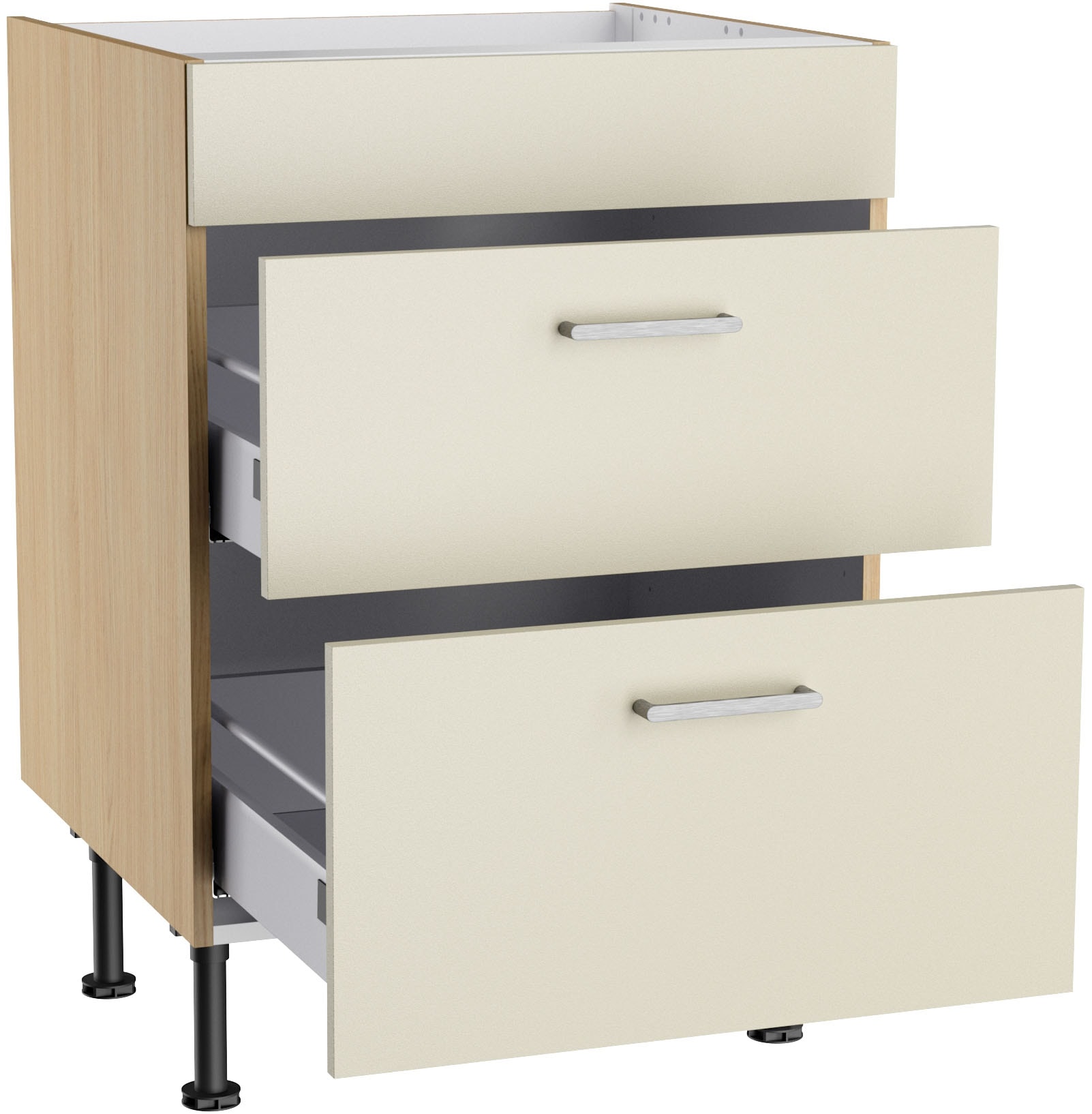 KOCHSTATION Kochfeldumbauschrank »KS-Lucy« Breite 60 cm, mit 2 Auszügen, Soft-Close, höhenverstellbare Füsse