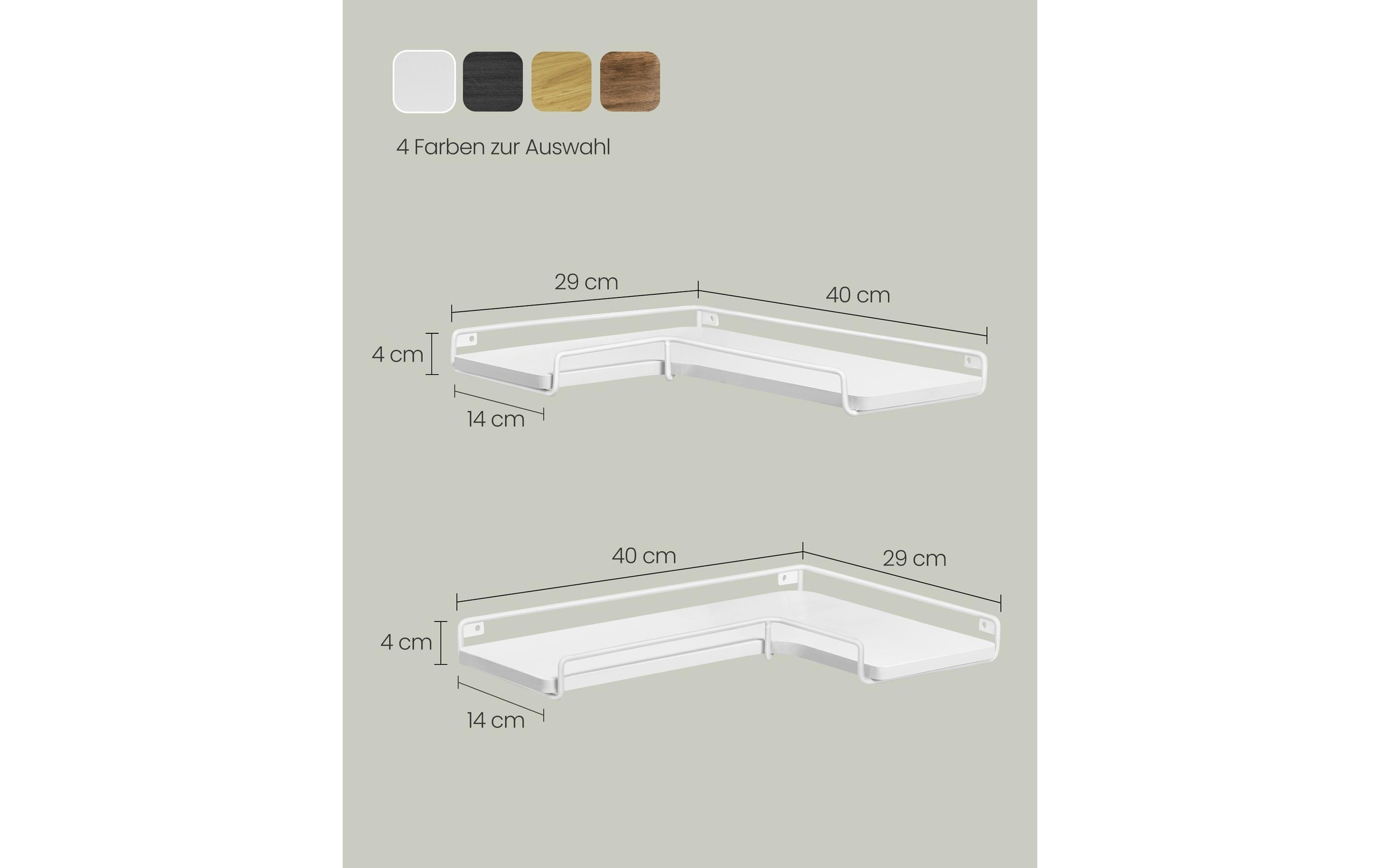 VASAGLE Eckregal »2er-Set 0,4 x 29 x 4 cm«