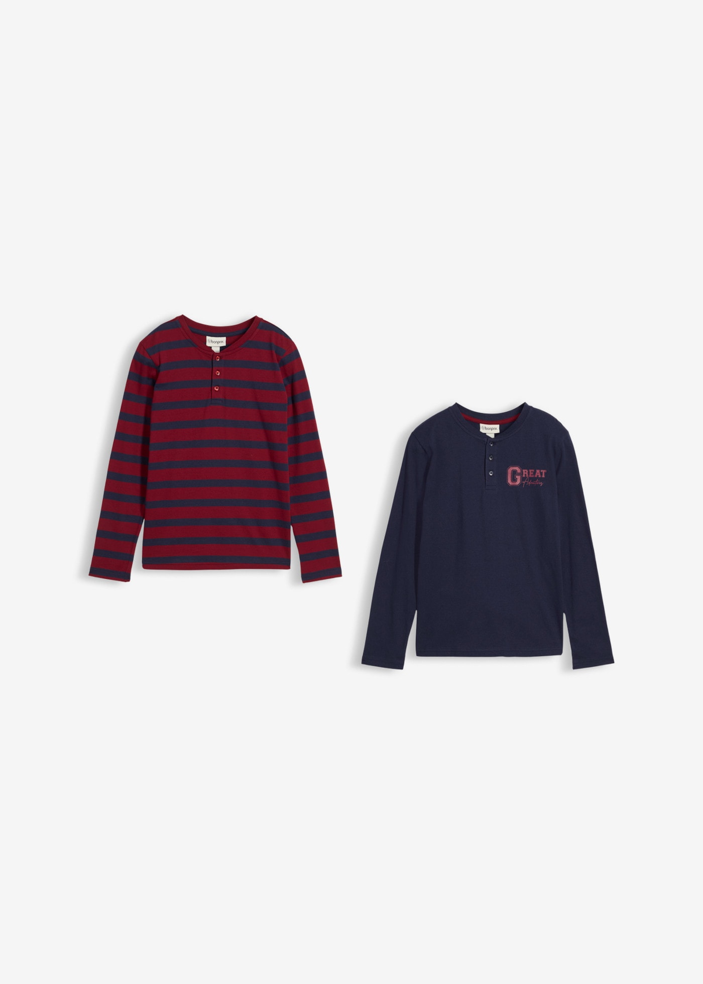bonprix T-shirt Henleys Paquet,  pour garçons, en emballage pratique, en coton, coupe confortable