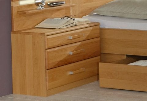 WIEMANN Table de nuit »Lausanne, Nachttisch, Nachtschrank, teilmassiv Erle, 3 Schubladen« 2er-Set, 60 x 50 x 36 cm (B/H/T), MADE IN GERMANY,  Abdeckplatte und Schubkastenfronten aus Massivholz