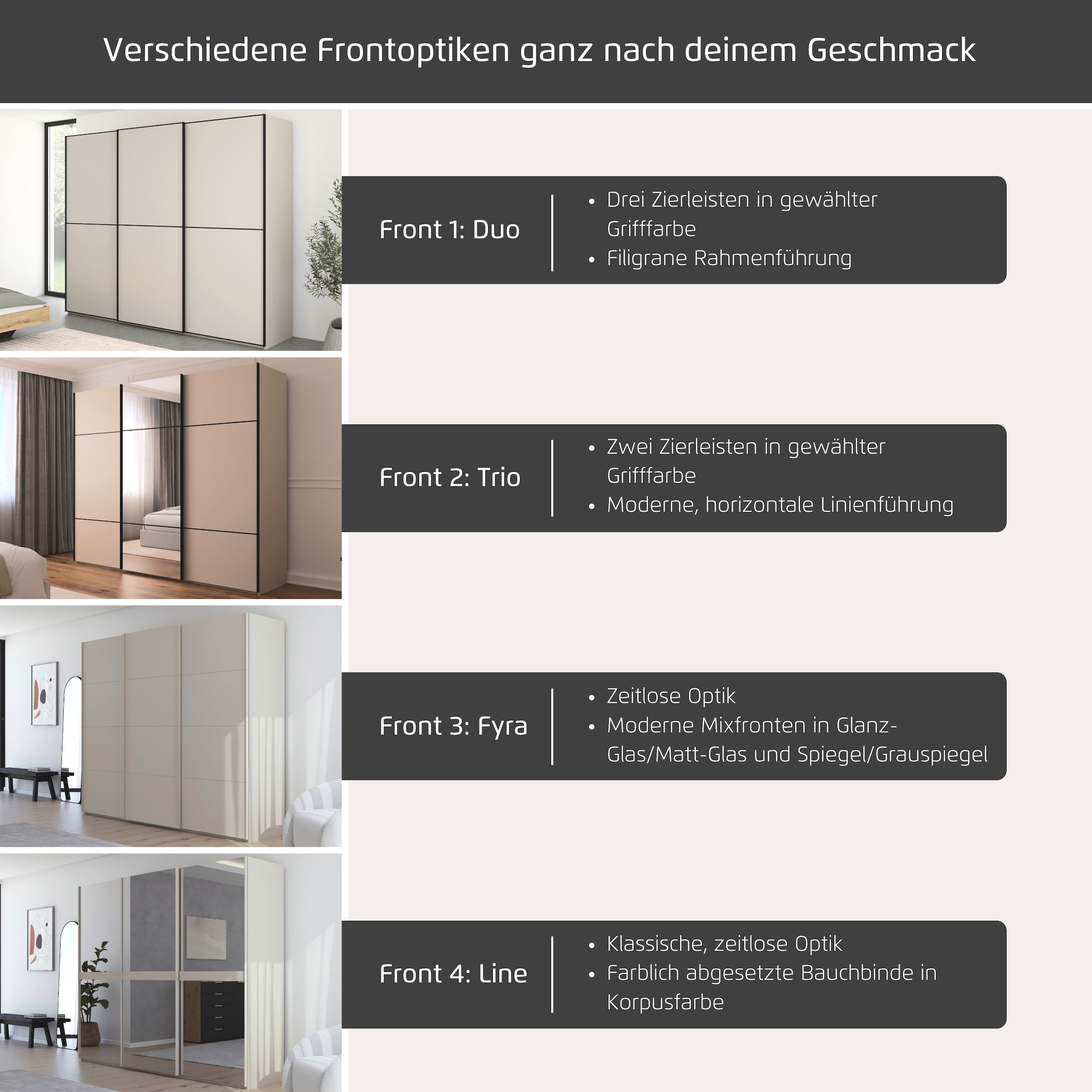 rauch Schwebetürenschrank »Kleiderschrank Schrank Garderobe Schlafzimmerschrank SCALE-LINE« edle Optik mit Bauchbinde in Korpusfarbe Dekorfront MADE IN GERMANY