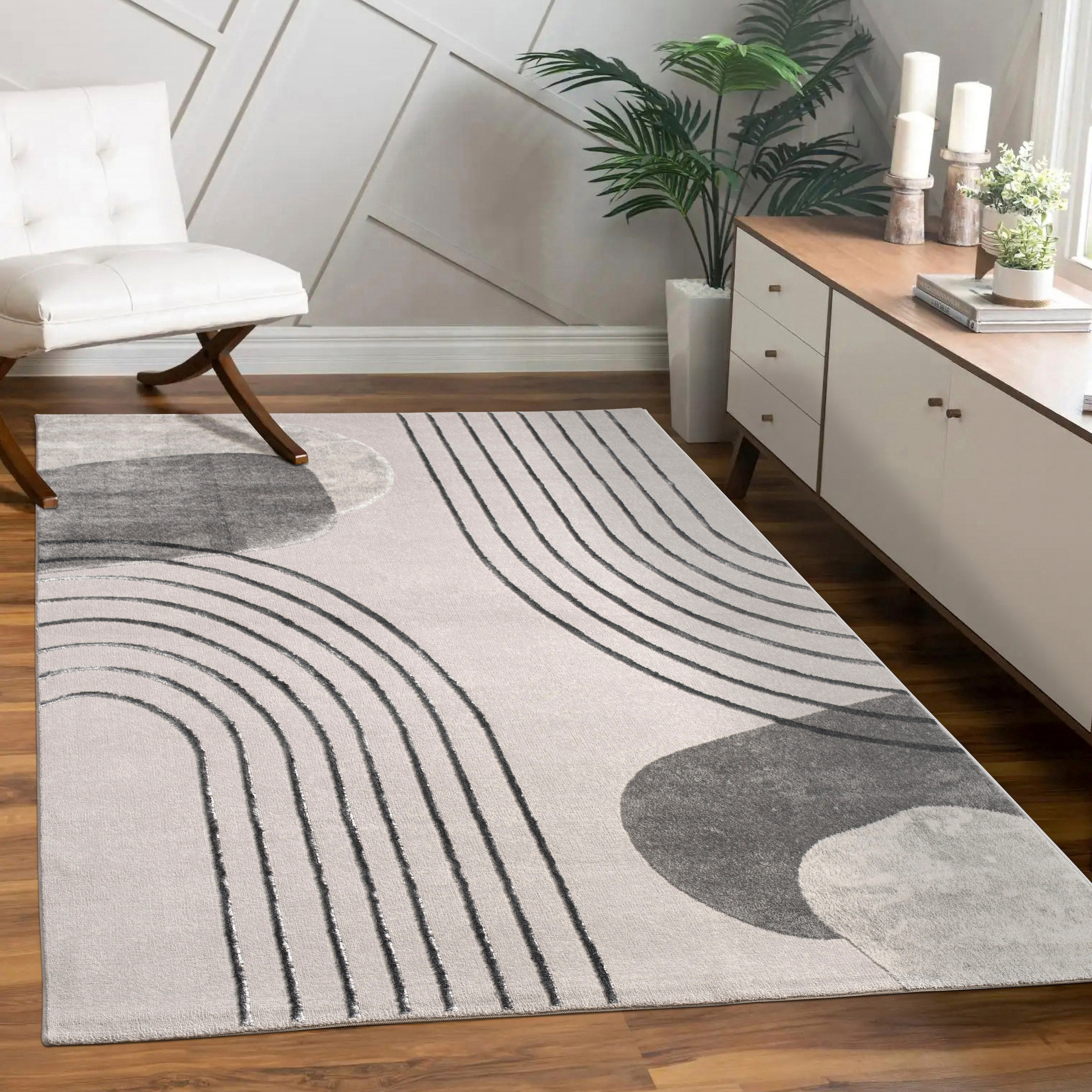 Paco Home Tapis »Tuana 216« Rectangulaire 15 mm Höhe Kurzflor, modernes Design, Regenbogen, Hoch-Tief Struktur, Scandi-Look