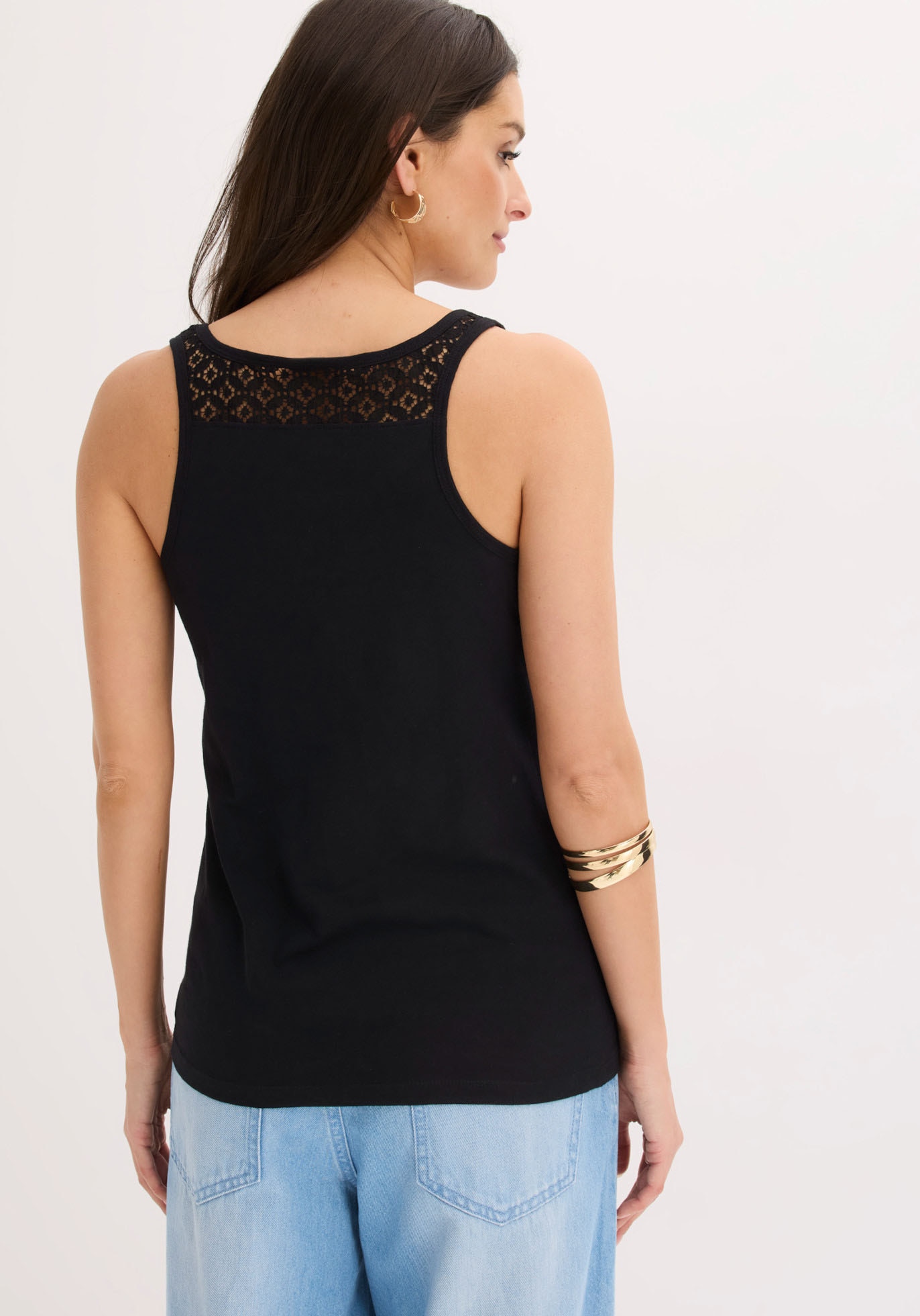 bonprix Débardeur 1 coupe ajustée, encolure ronde, inserts discrets en dentelle