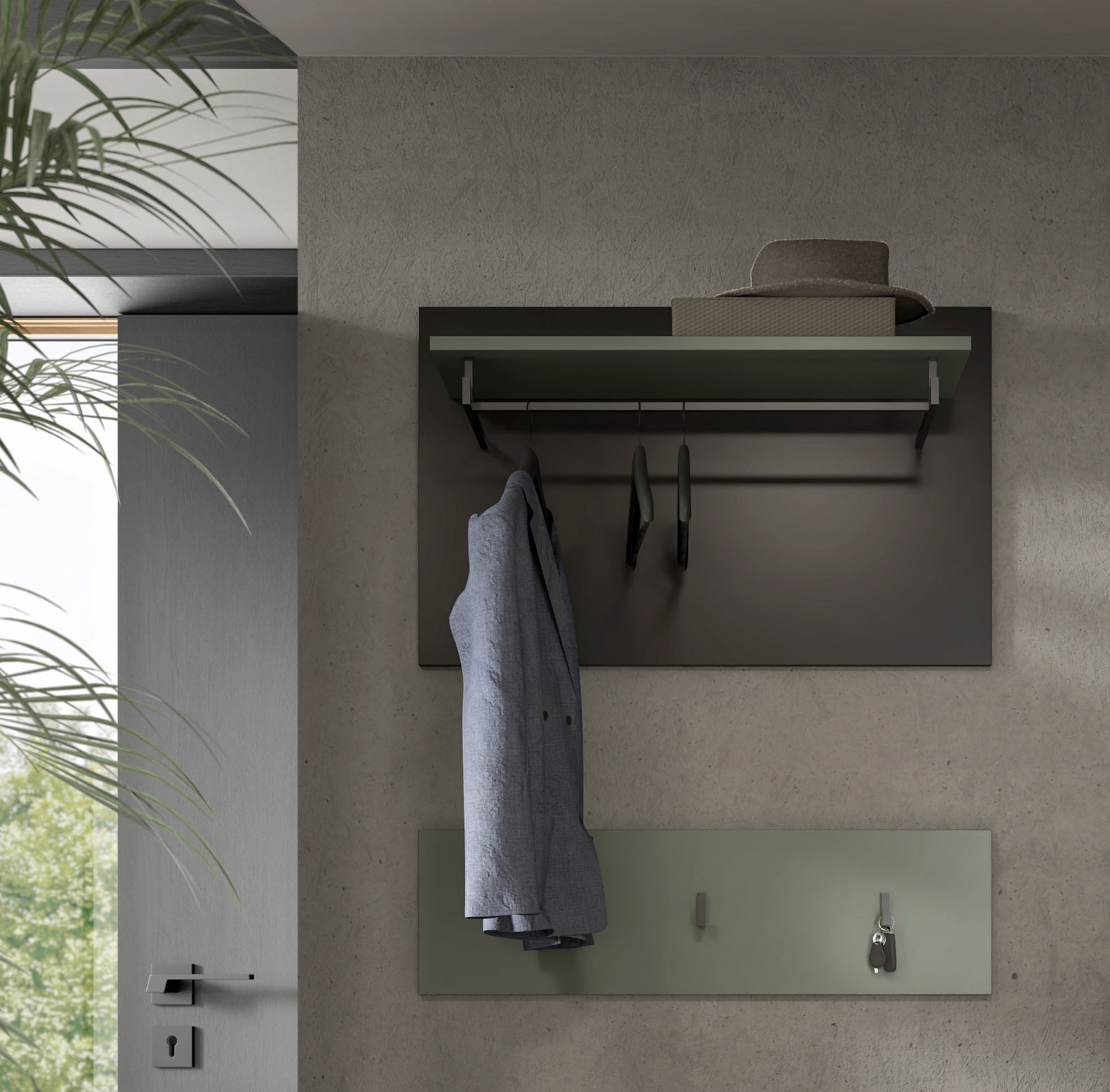 Home affaire Panneau de vestiaire »REHAT, TOPSELLER!, 2-teilig, bestehend aus: Paneel & Hakenleiste« in verschiedenen Farben erhältlich, 1 cuis tlg. Paneel, Hakenleiste, Wandboard, Garderobe, Garderobenleiste