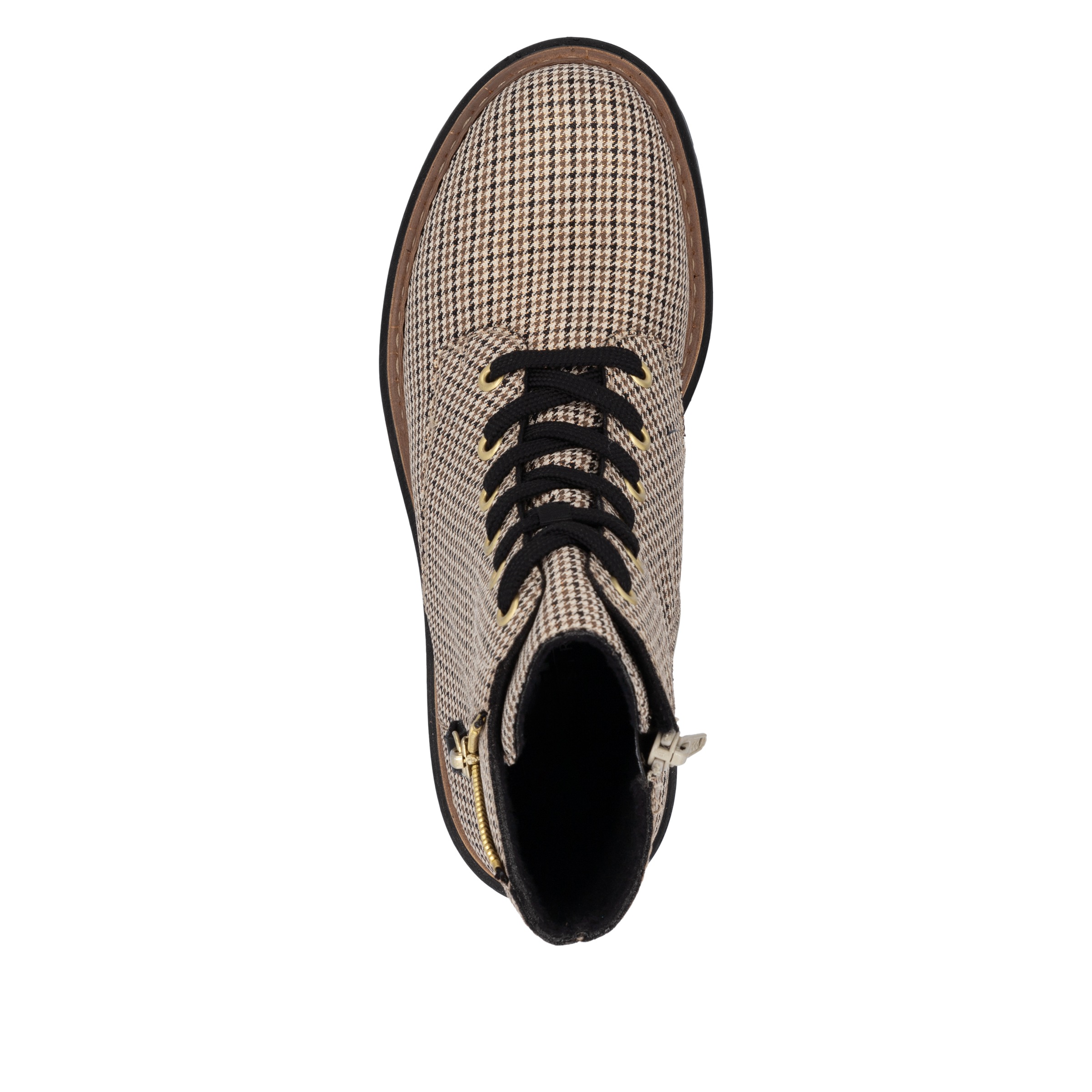 Rieker Schnürstiefelette  Schnürboots, Herbstboots, Profilsohle, Blockabsatz, im Pepita-Look