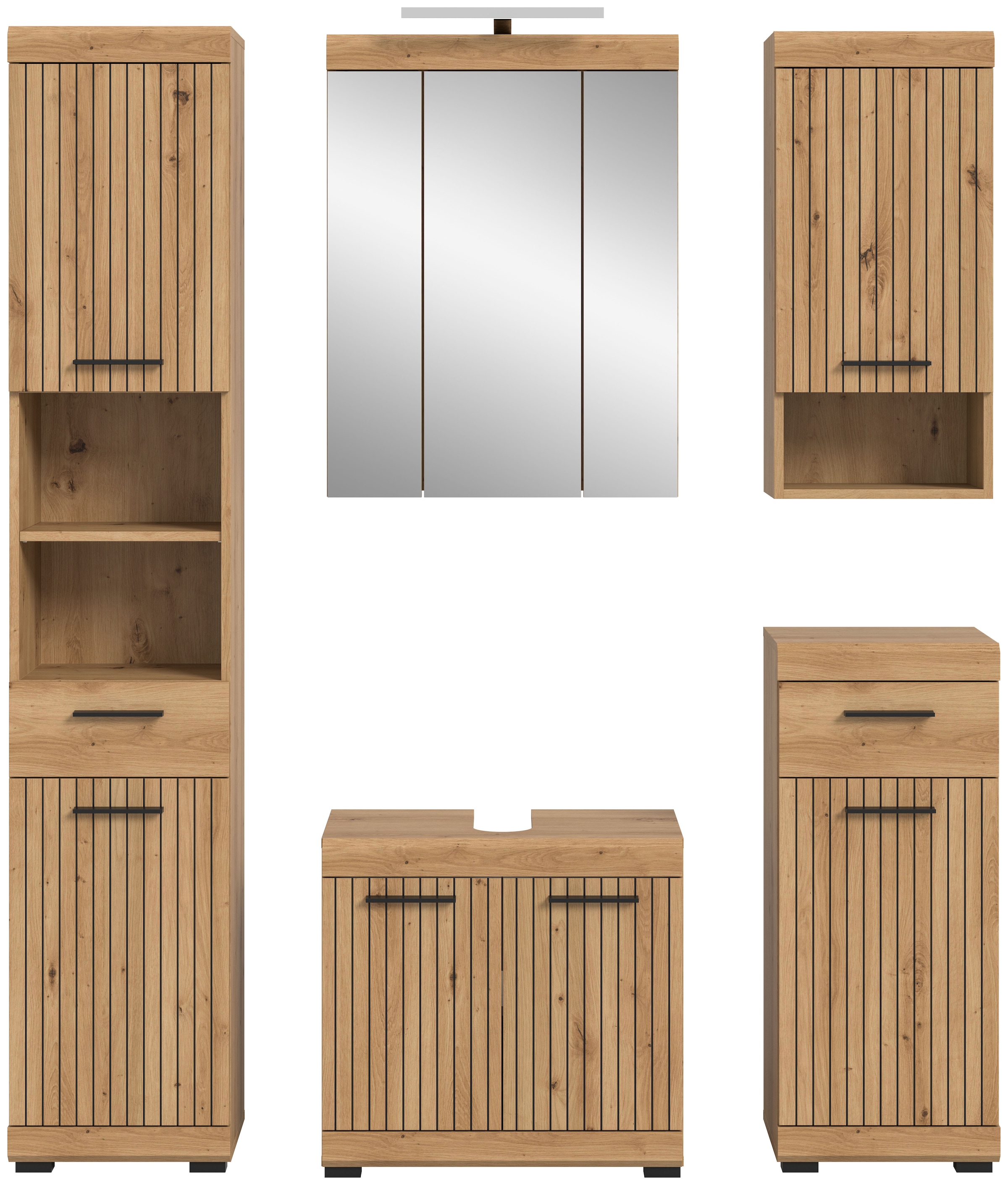 welltime Badmöbel-Set »SIENA, 5 teilig, inklusive LED Beleuchtung, bestehend aus:« Set, TOPSELLER!, 5 Stk. tlg.