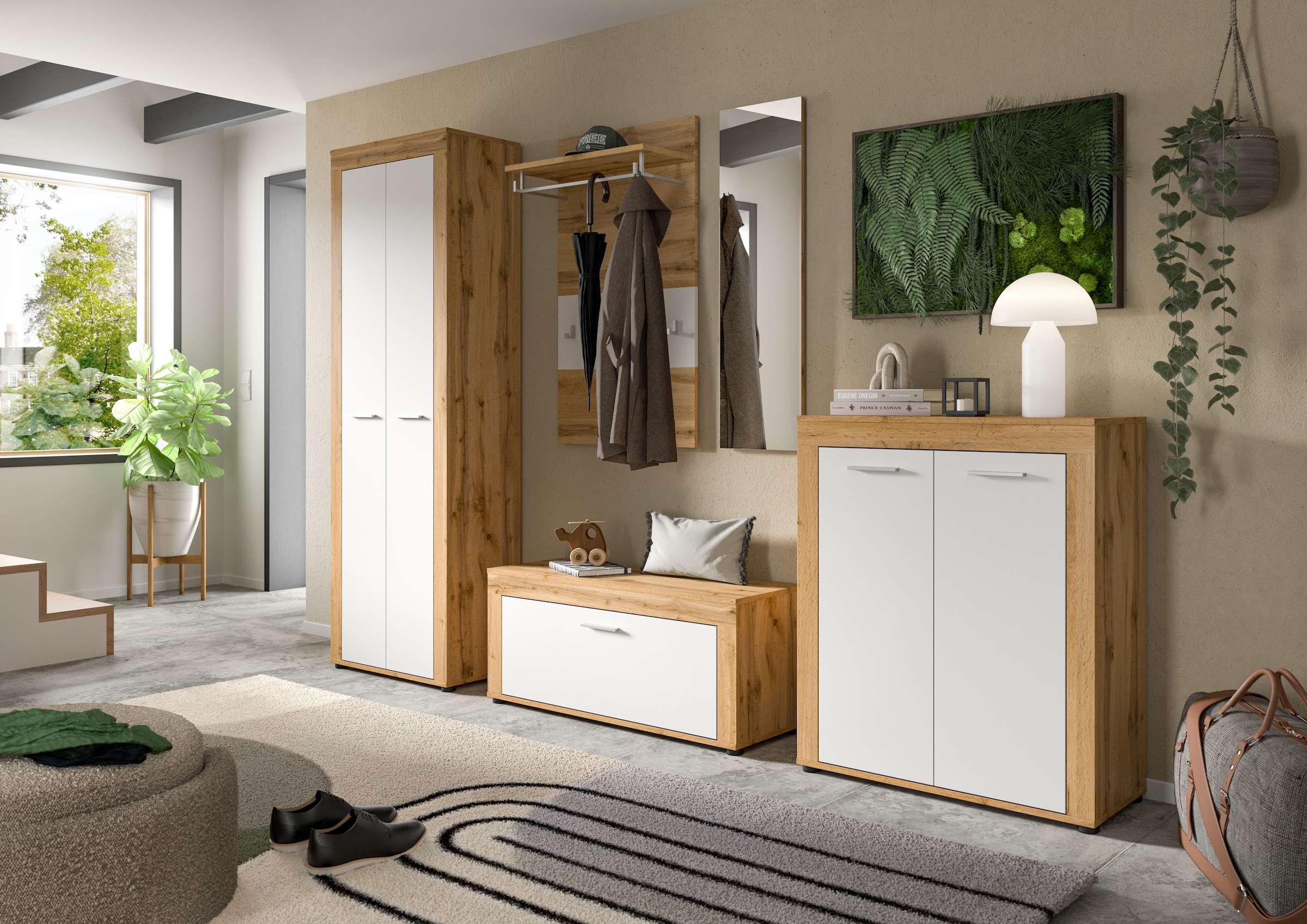 Home affaire Armoire à chaussures »Aosta« Schuhschrank, Höhe 191 cm, 4 Fächer, Garderobenschrank, Flur, Diele