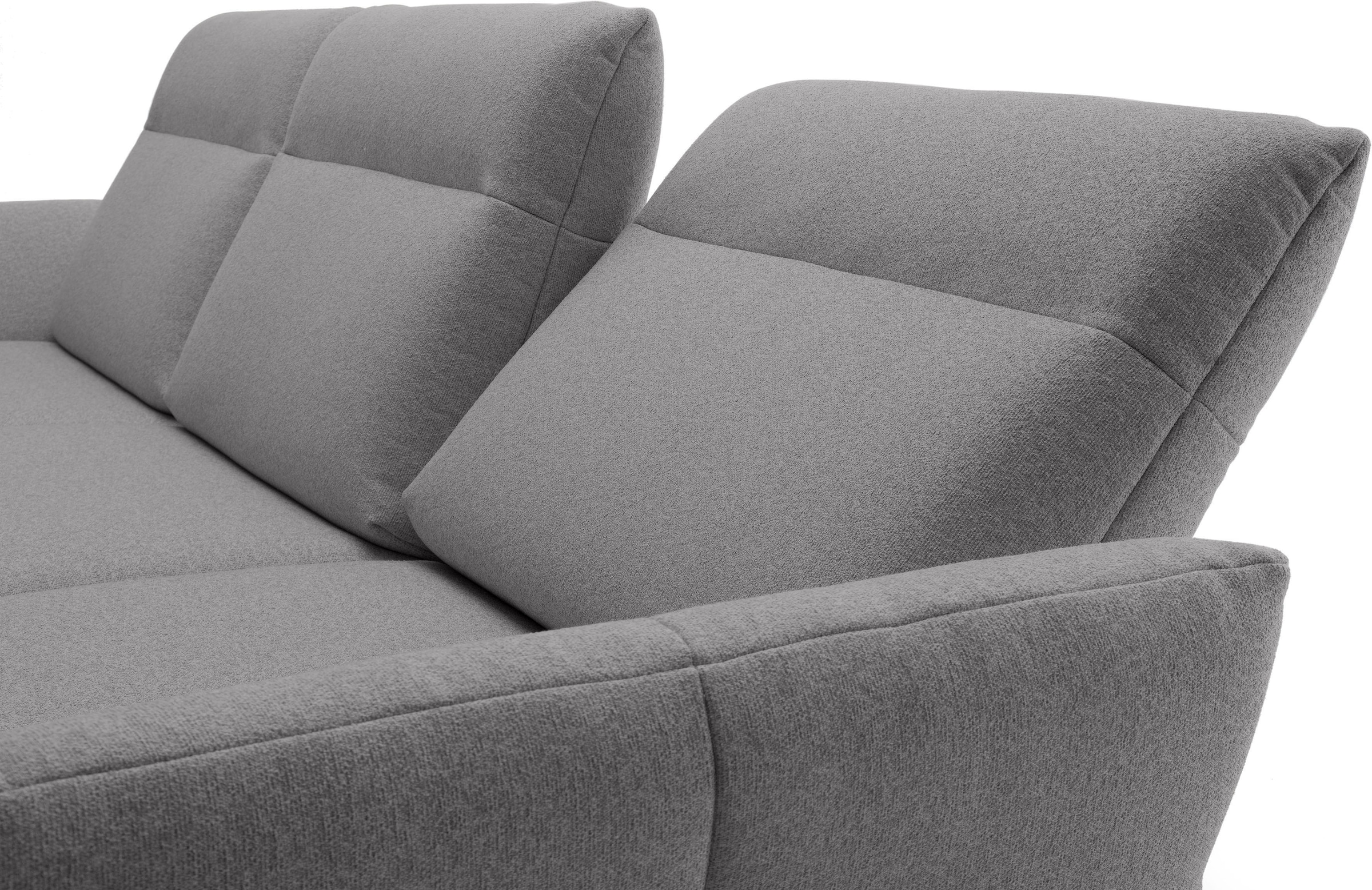 Creation BY ROLF BENZ Canapé d'angle »CR.460 Designsofa mit erstklassigem Sitzkomfort« socle en noyer, pieds d’angle en gris ombre, largeur 338 cm