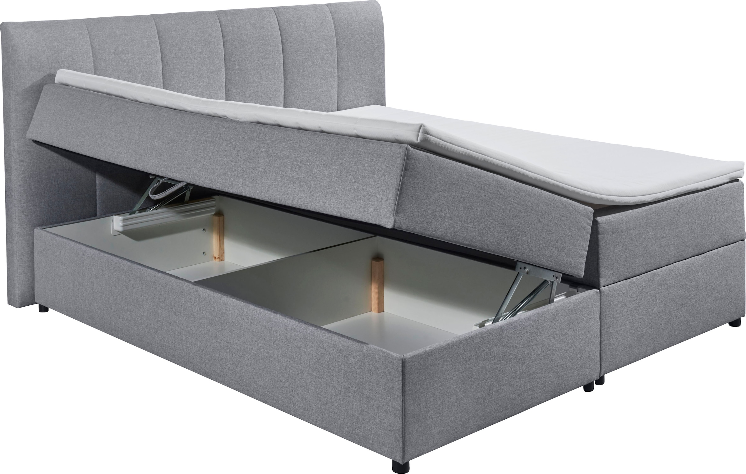 ED EXCITING DESIGN Boxbett »GRANADA, Polsterbett mit Bettkasten und Taschenfederkernmatratze H3« mit Komfortschaum-Topper, Webstoff-Bezug, Liegefläche 180x200cm