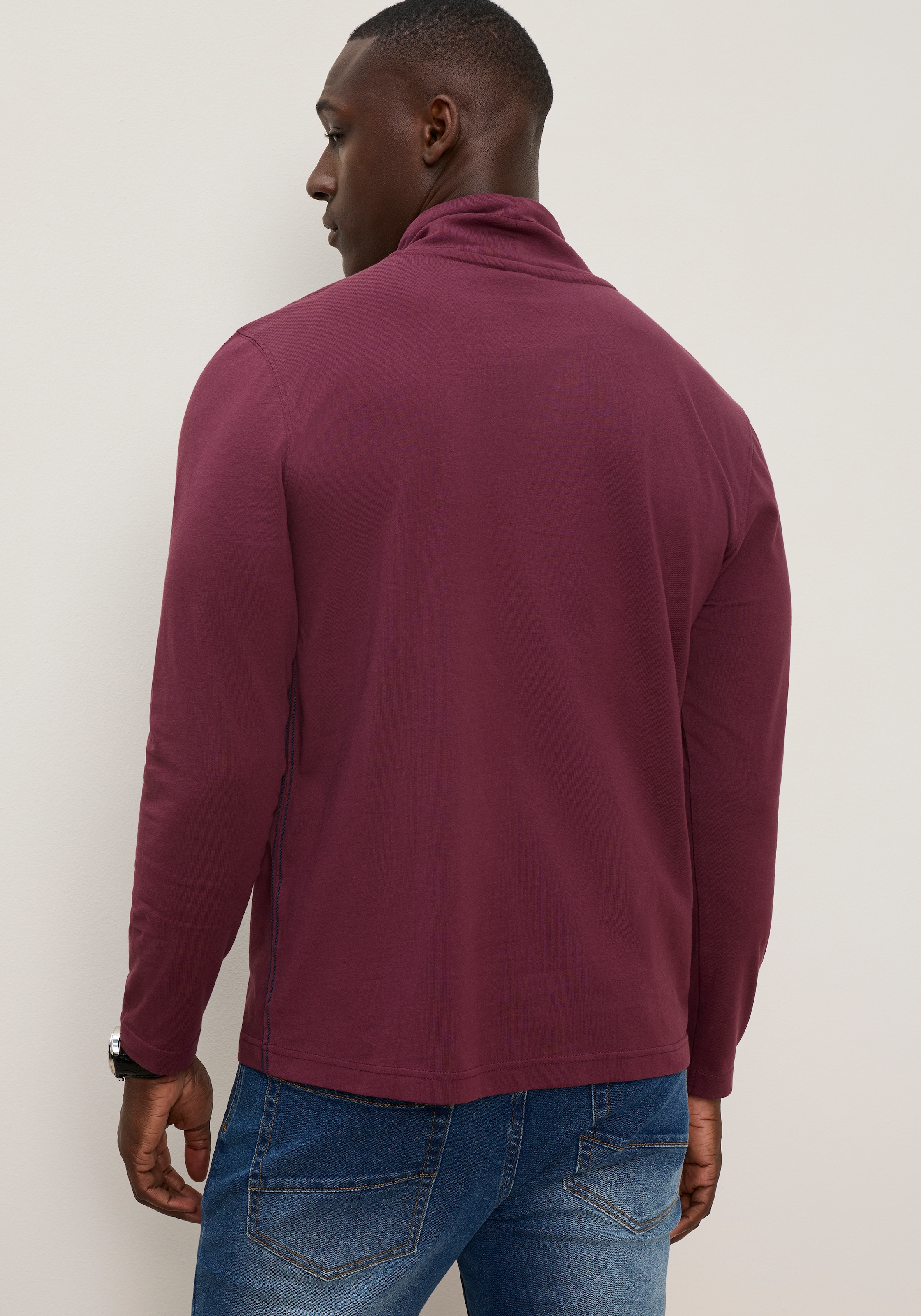 KangaROOS T-shirt à manches longues avec encolure haute fermée et cordon de serrage, coupe normale