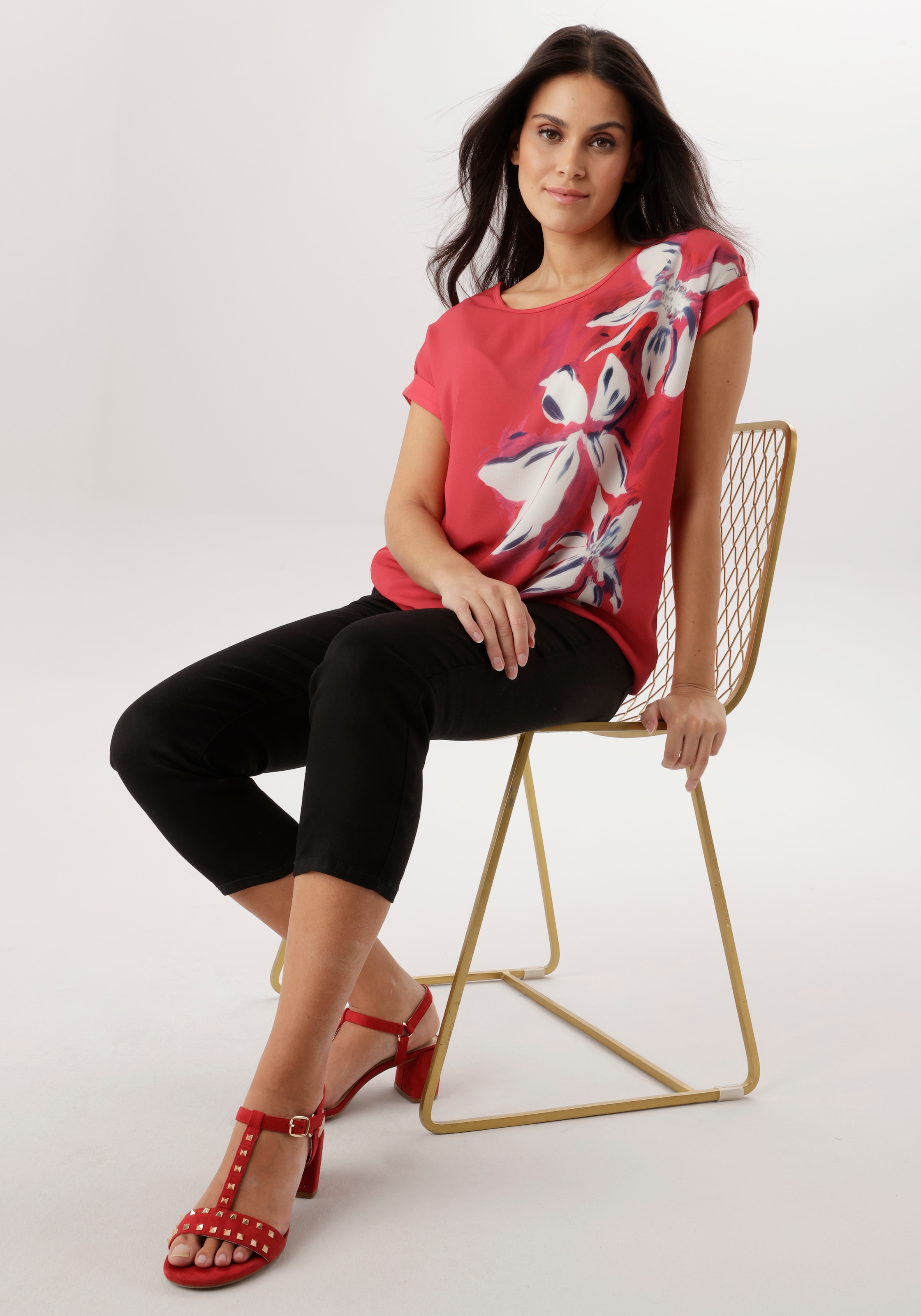 Aniston SELECTED Chemisier à chemise im Materialmix - NEUE KOLLEKTION