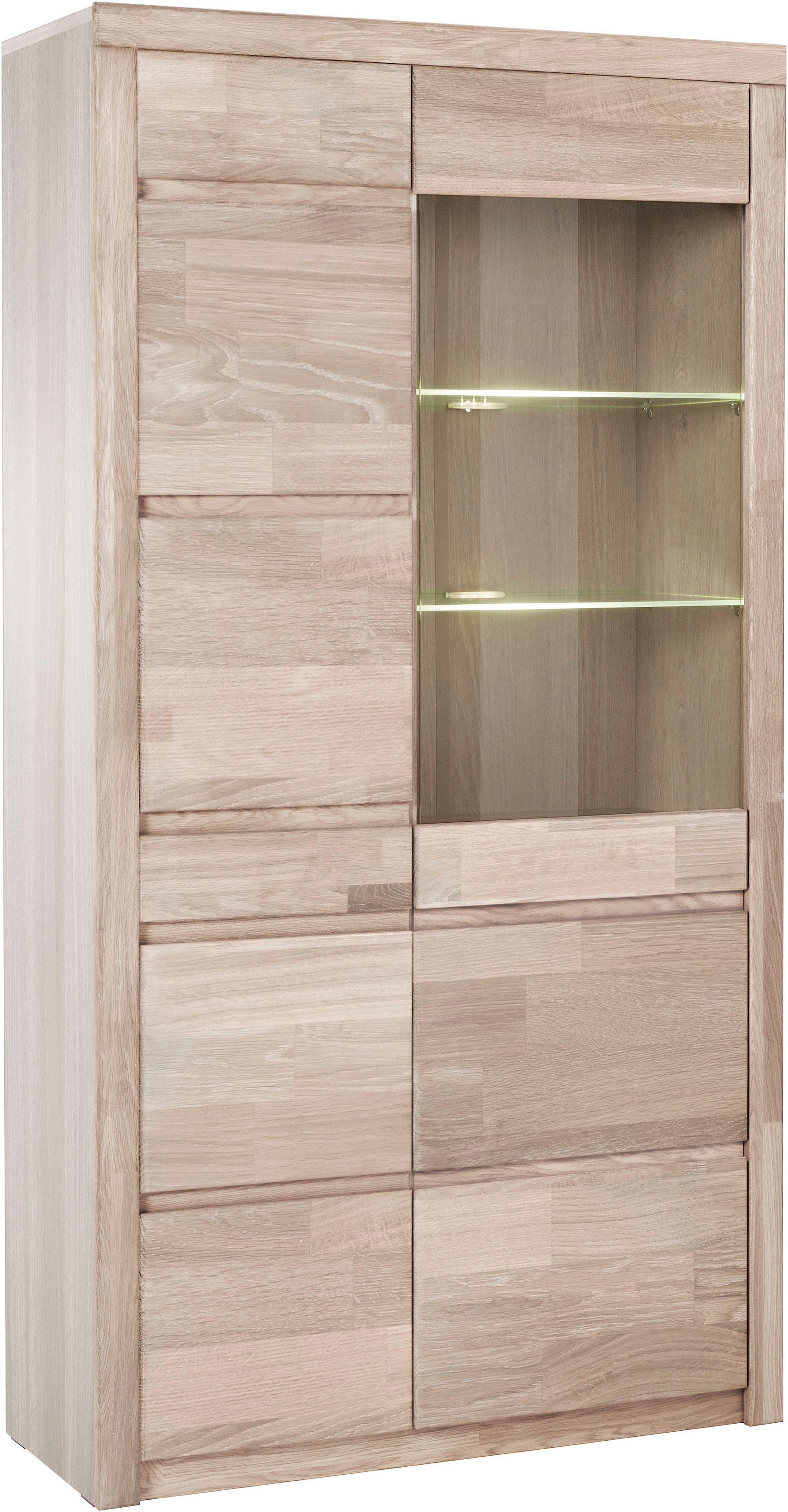 Home affaire Vitrine »Silkeborg« teilmassiv, schöne grifflose Optik