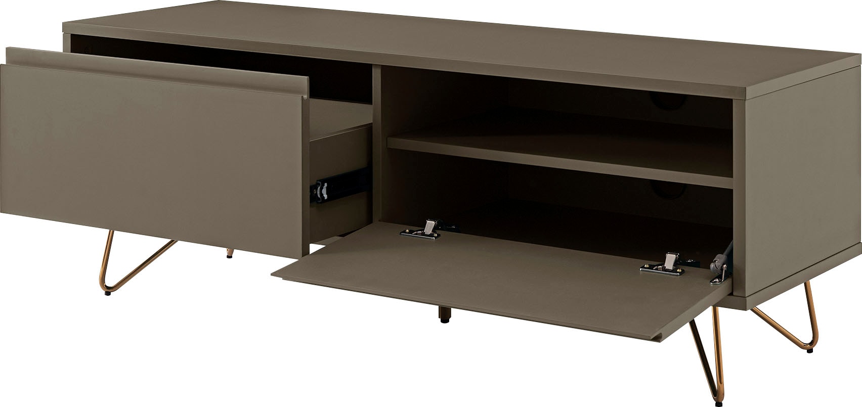 SalesFever Lowboard »Bolton - TV-Kommode in schlichter Eleganz« Kommode mit Klappendämpfe,  Hairpin Beinen