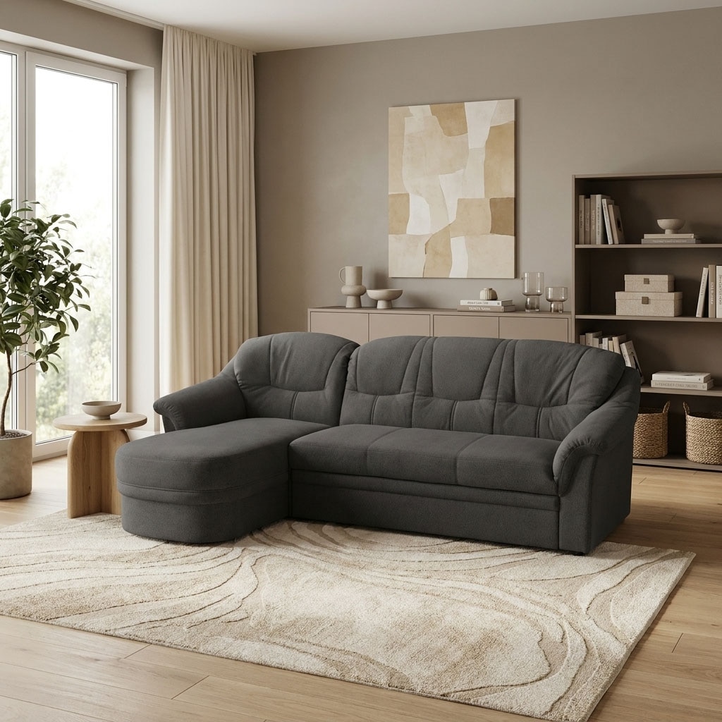 GOODproduct Canapé d'angle »Nyborg 234 x 142 cm, stabil, komfortabel, formschön mit Steppungen« Forme en L, en microfibre douce et facile d'entretien