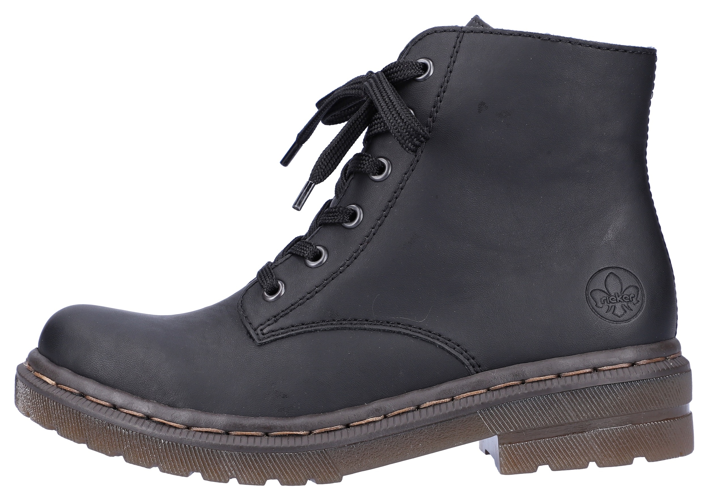 Rieker Bottines à lacets  , bottine à lacets, talon bloc, avec embossage logo