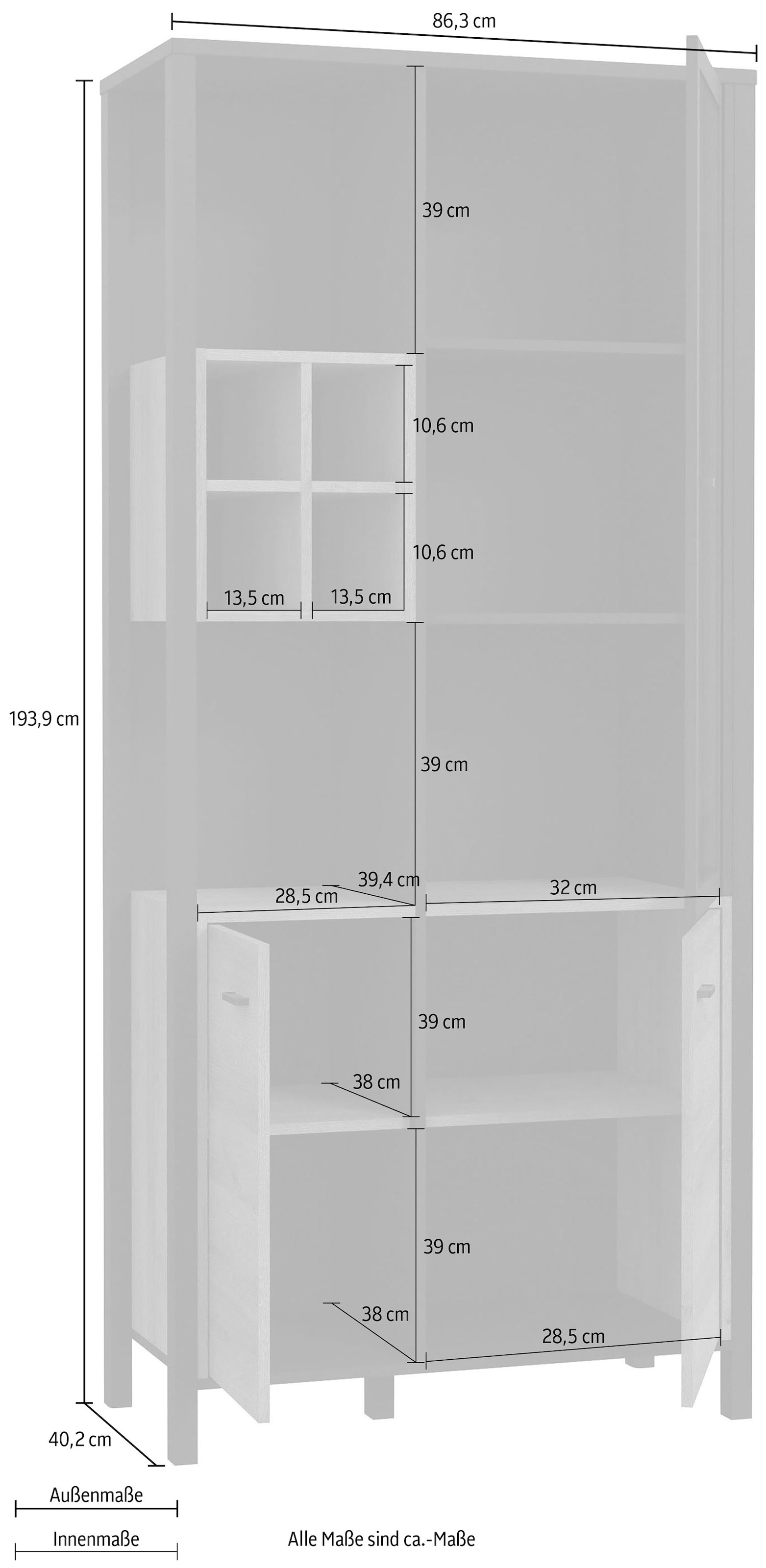FORTE Vitrine »High Rock« Höhe ca. 193 cm