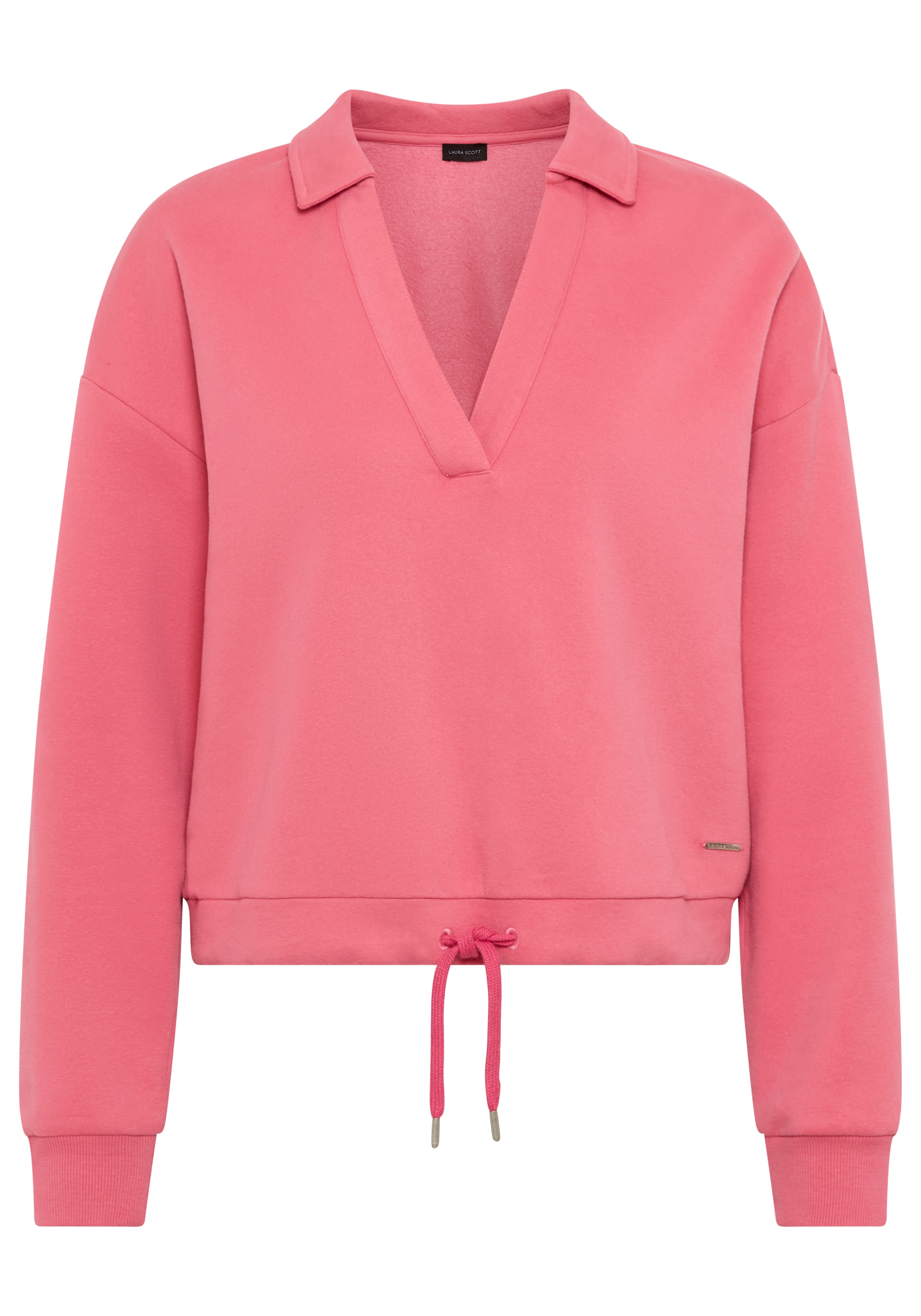 Laura Scott Sweatshirt , Weiche Baumwollmischung mit V-Ausschnitt und Kordel am Saum
