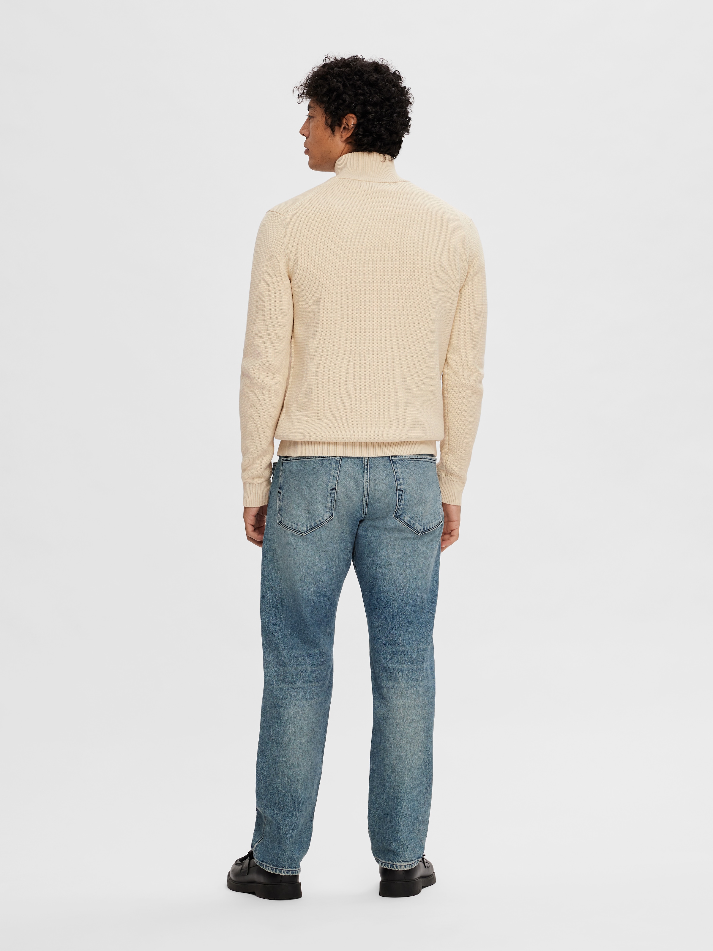 SELECTED Troyer »SLHDANE LS KNIT STRUCTURE HALF ZIP NOOS« coton, coupe régulière