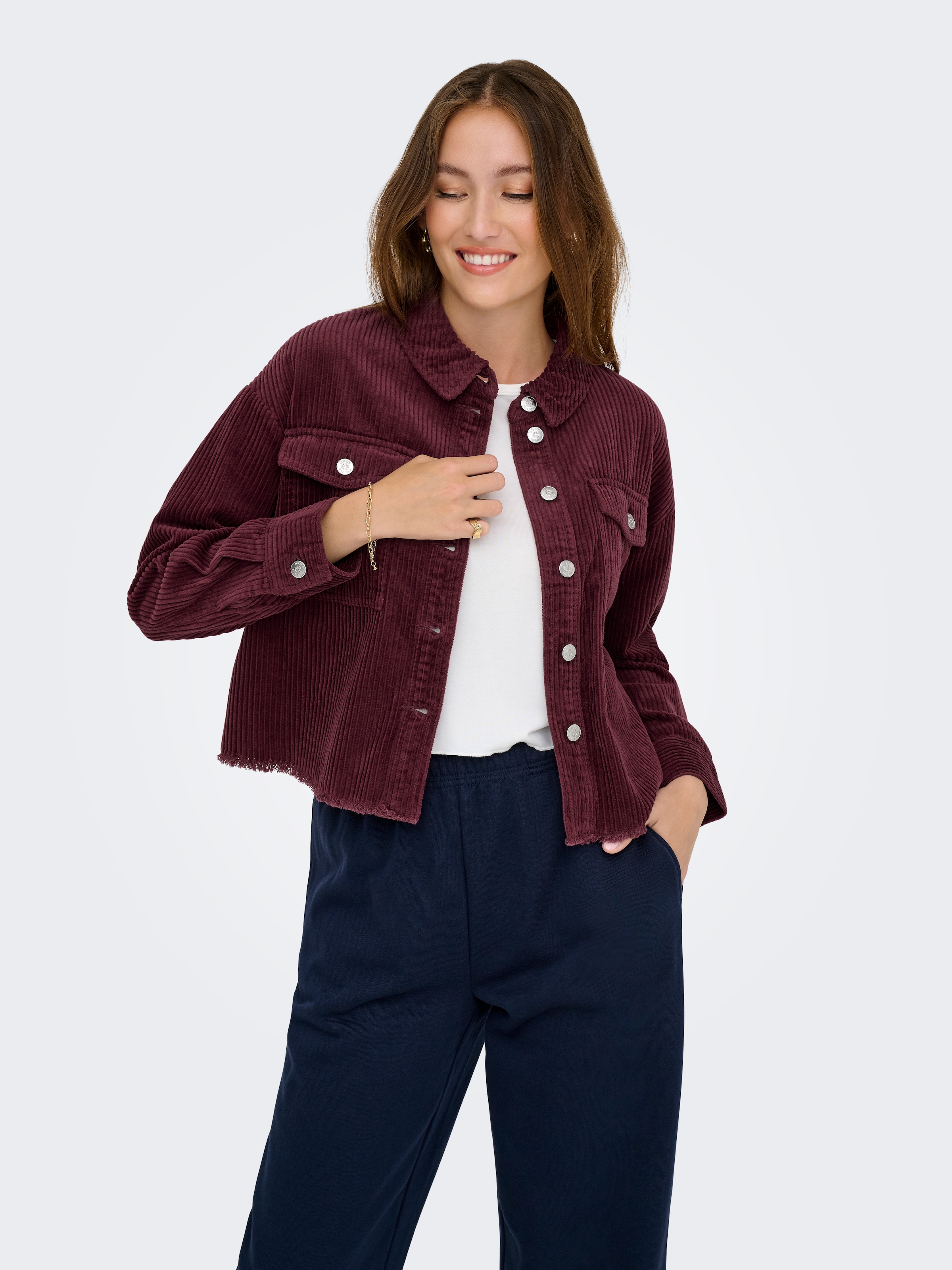 ONLY Veste en velours côtelé »ONLMARINA-ENY L/S CORD JACKET PNT NOOS« Coton