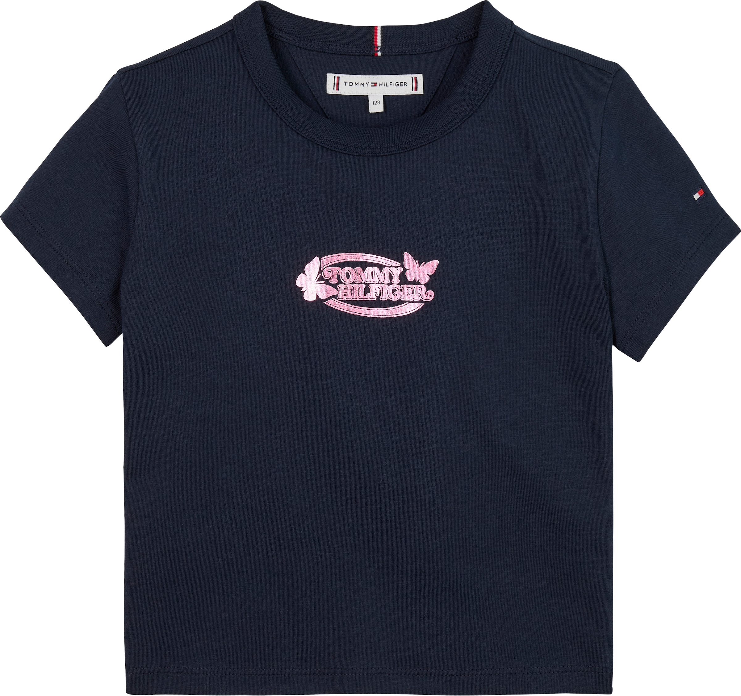 Tommy Hilfiger T-Shirt »BUTTERFLY GRAPHIC TEE SS«, für Kinder bis 16 Jahre, mit glänzendem Druck
