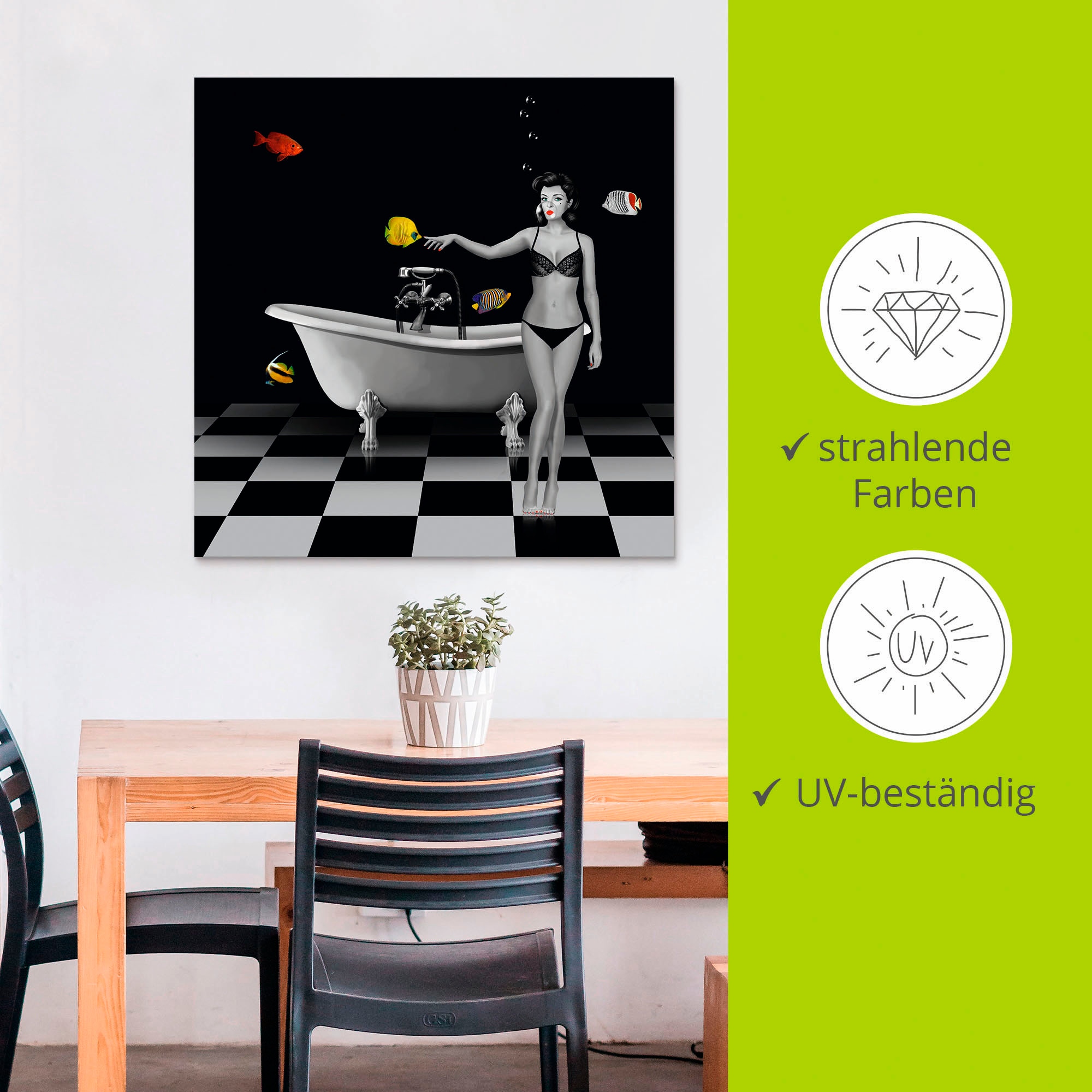 Artland Fresque murale »Ein Badezimmer für Fische« 1 cuis tlg. als Alubild, Leinwandbild in verschied. Grössen