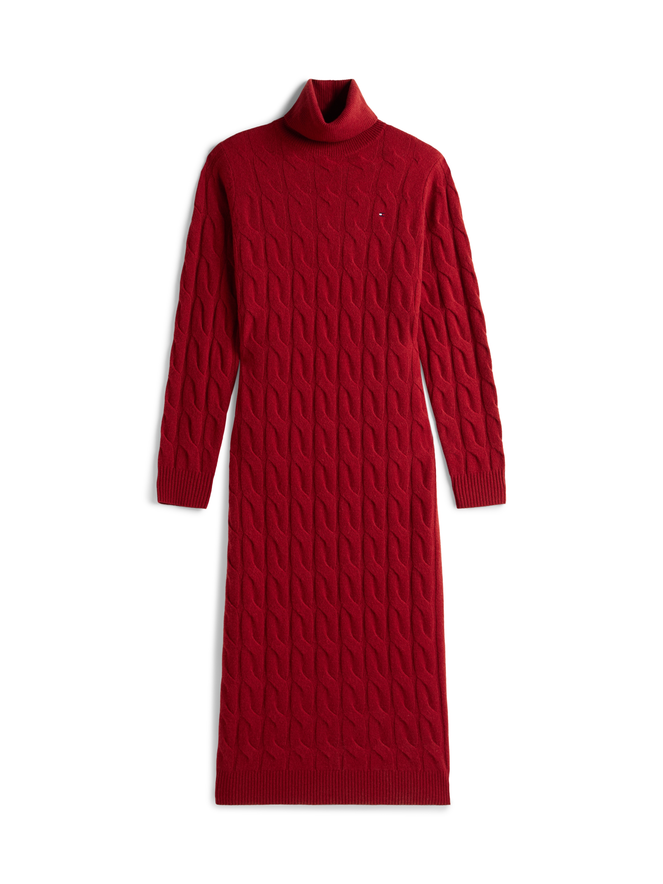 Tommy Hilfiger Robe en tricot »SOFT WOOL CABLE ROLL-NK LS DRESS« Wolle, mit Zopfmuster